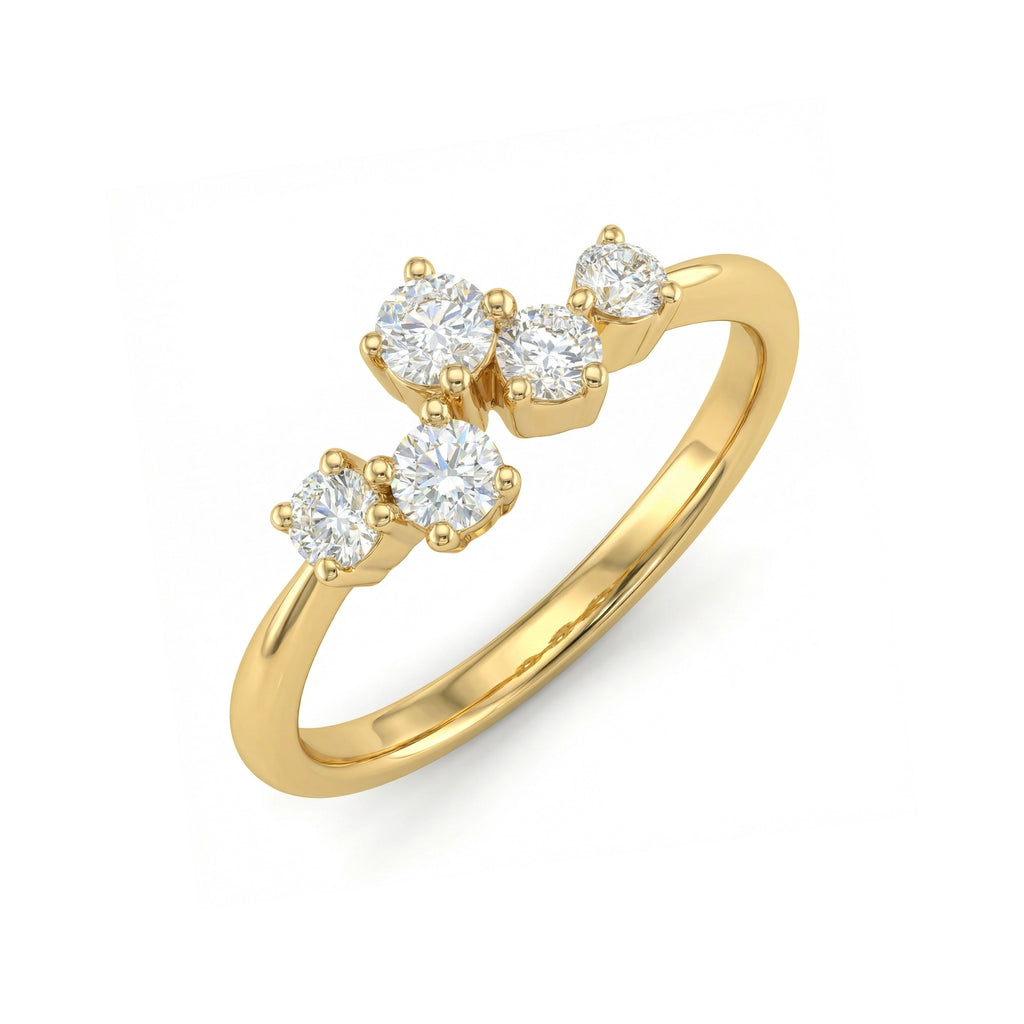 BeBling 14K Yellow Gold Diamond Cluster Ring - Side View