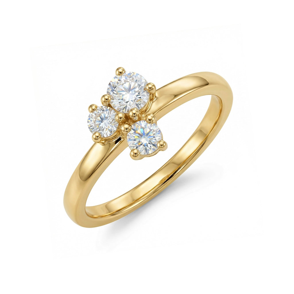 BeBling 14K Yellow Gold Diamond Trilogy Ring side view