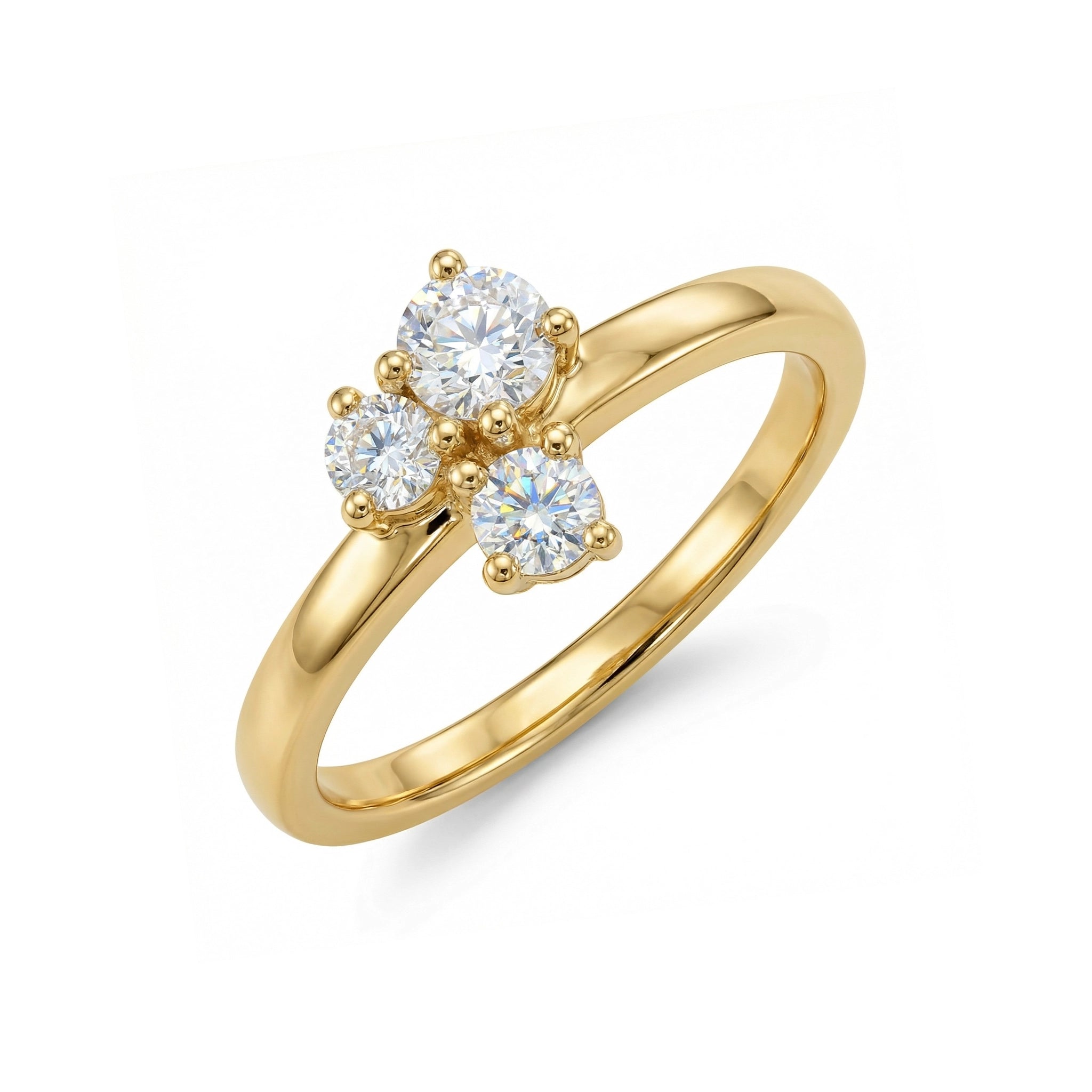 BeBling 14K Yellow Gold Diamond Trilogy Ring side view