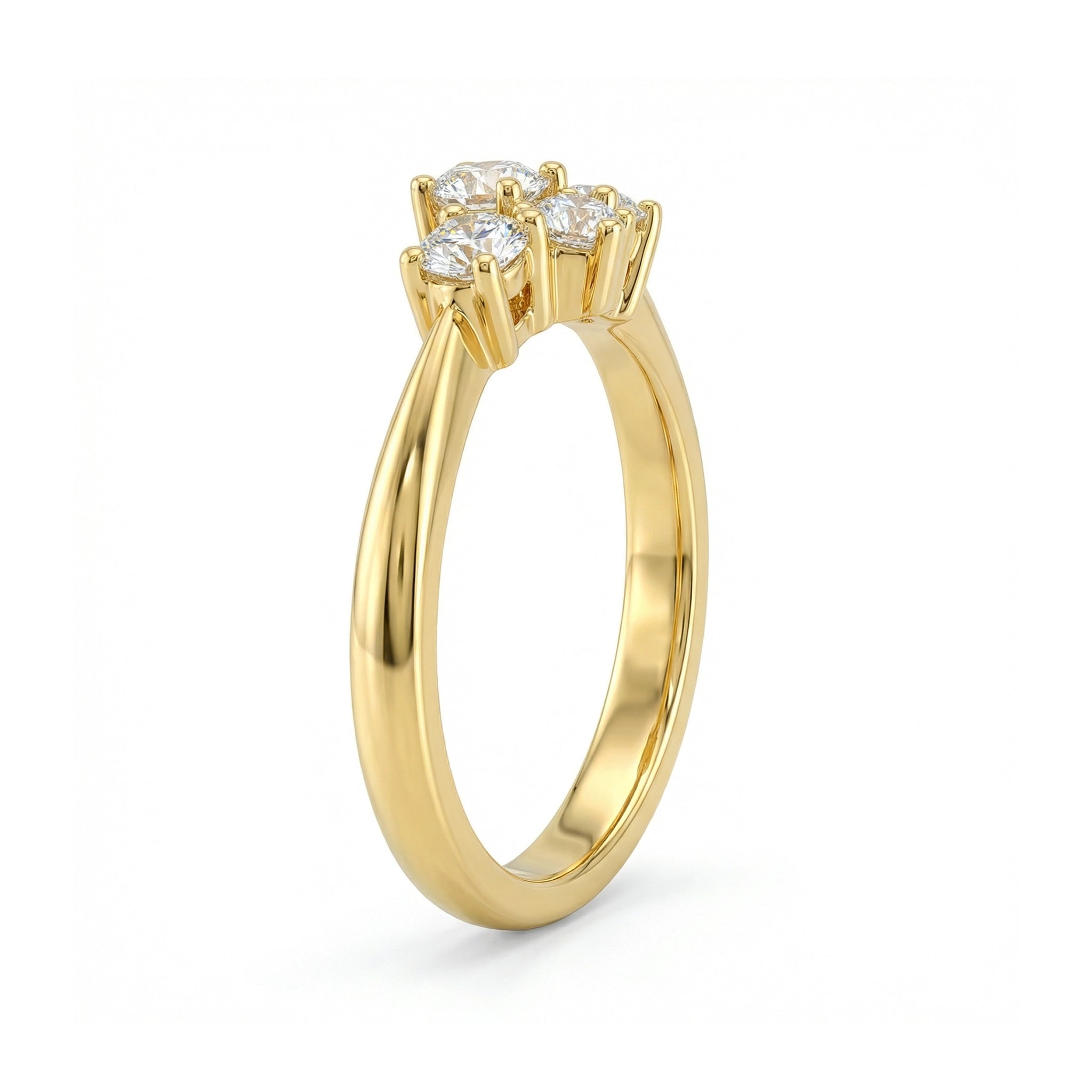 BeBling 14K Yellow Gold Diamond Cluster Ring - Side View 2