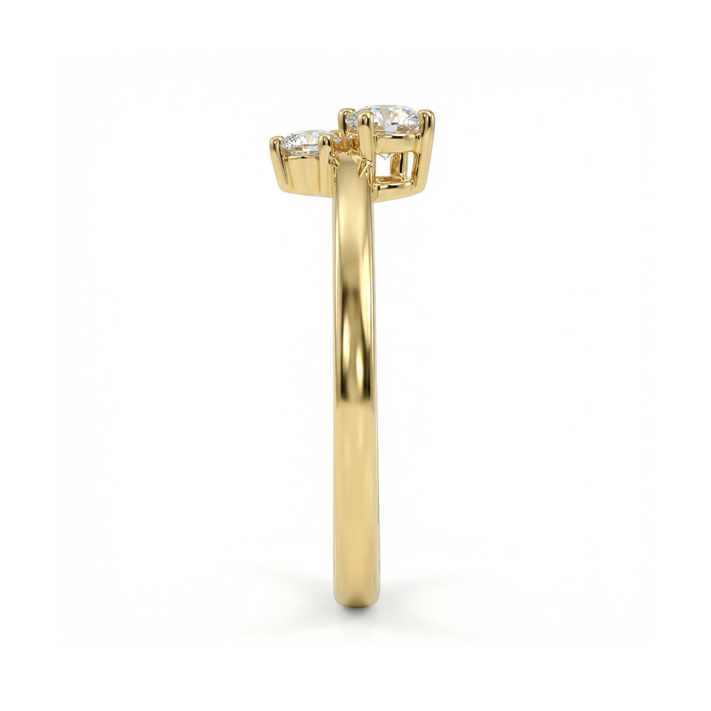 BeBling 14K Yellow Gold Diamond Trilogy Ring side view