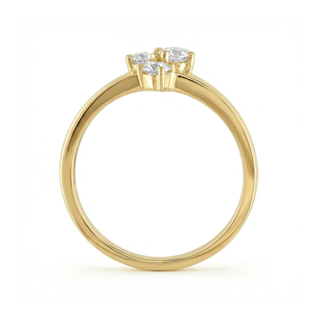 BeBling 14K Yellow Gold Diamond Trilogy Ring side view