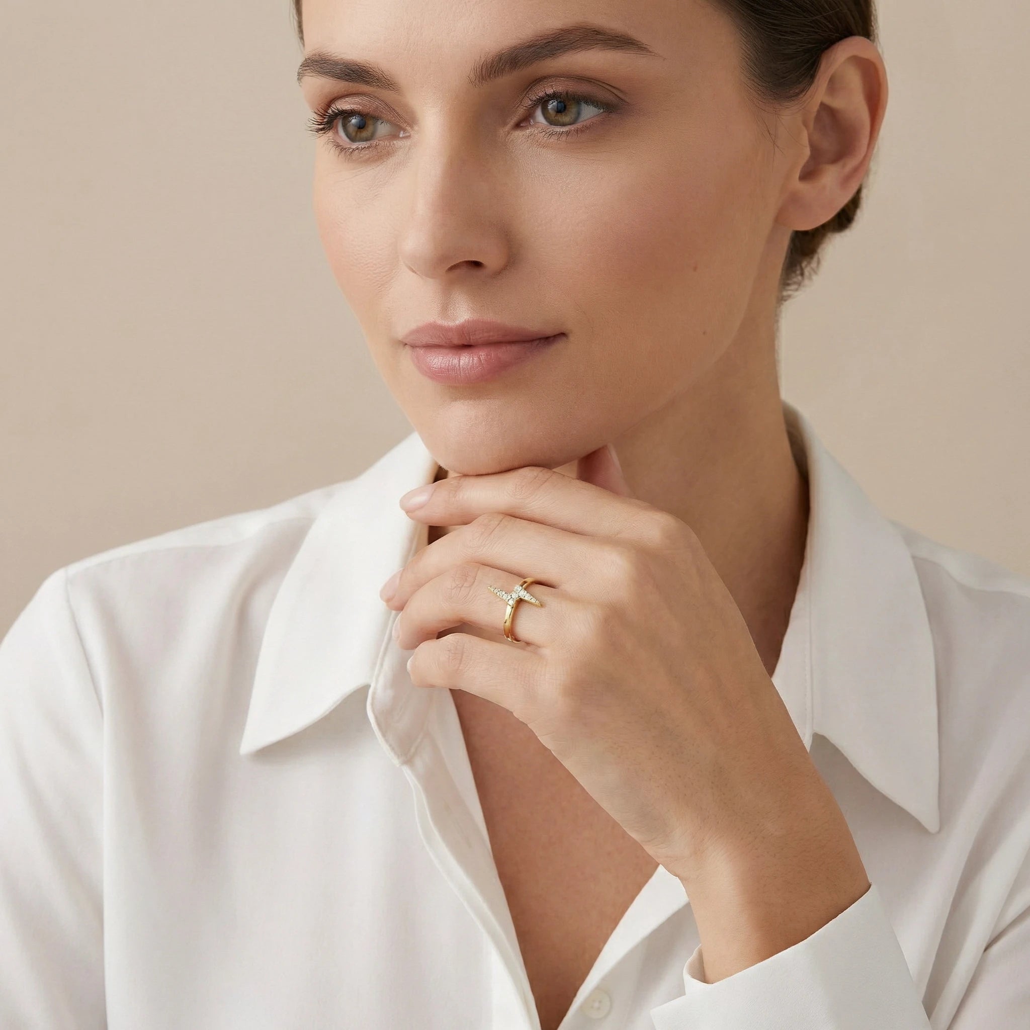 14K Yellow Gold Lightning Diamond Ring