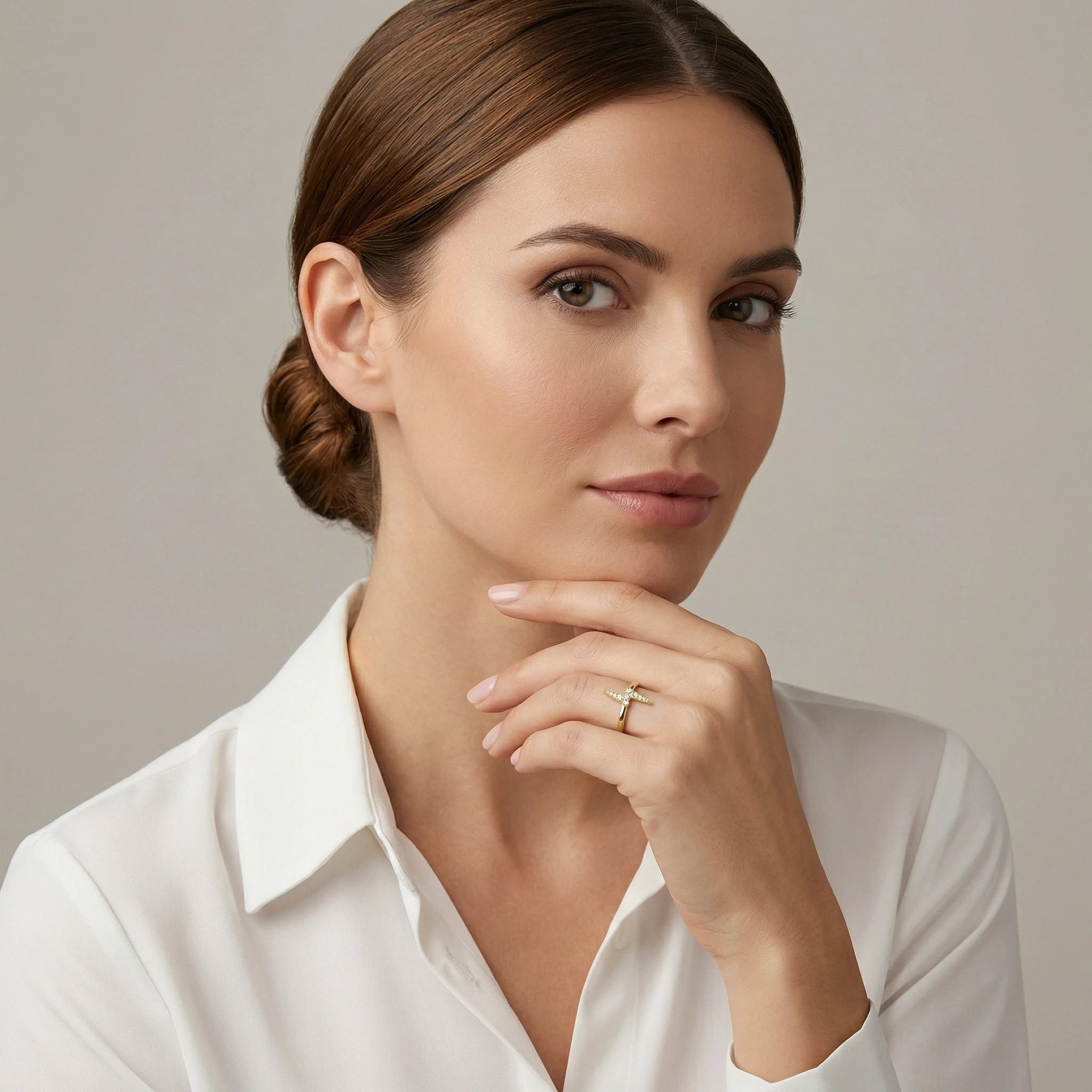 14K Yellow Gold Lightning Diamond Ring