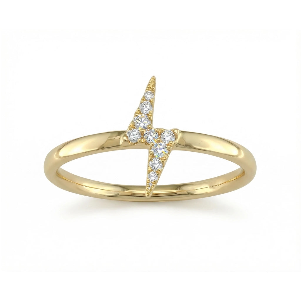 14K Yellow Gold Lightning Diamond Ring