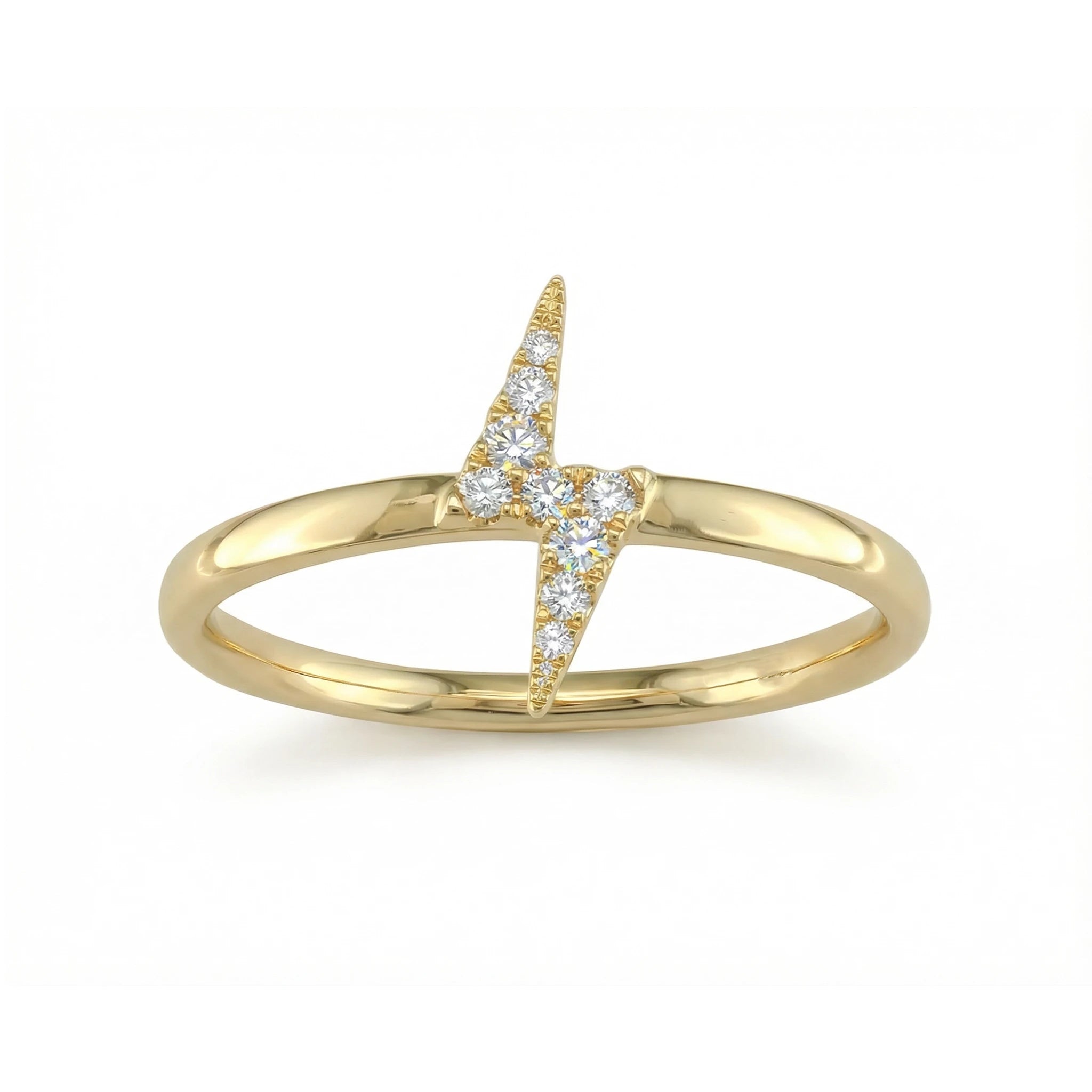 14K Yellow Gold Lightning Diamond Ring