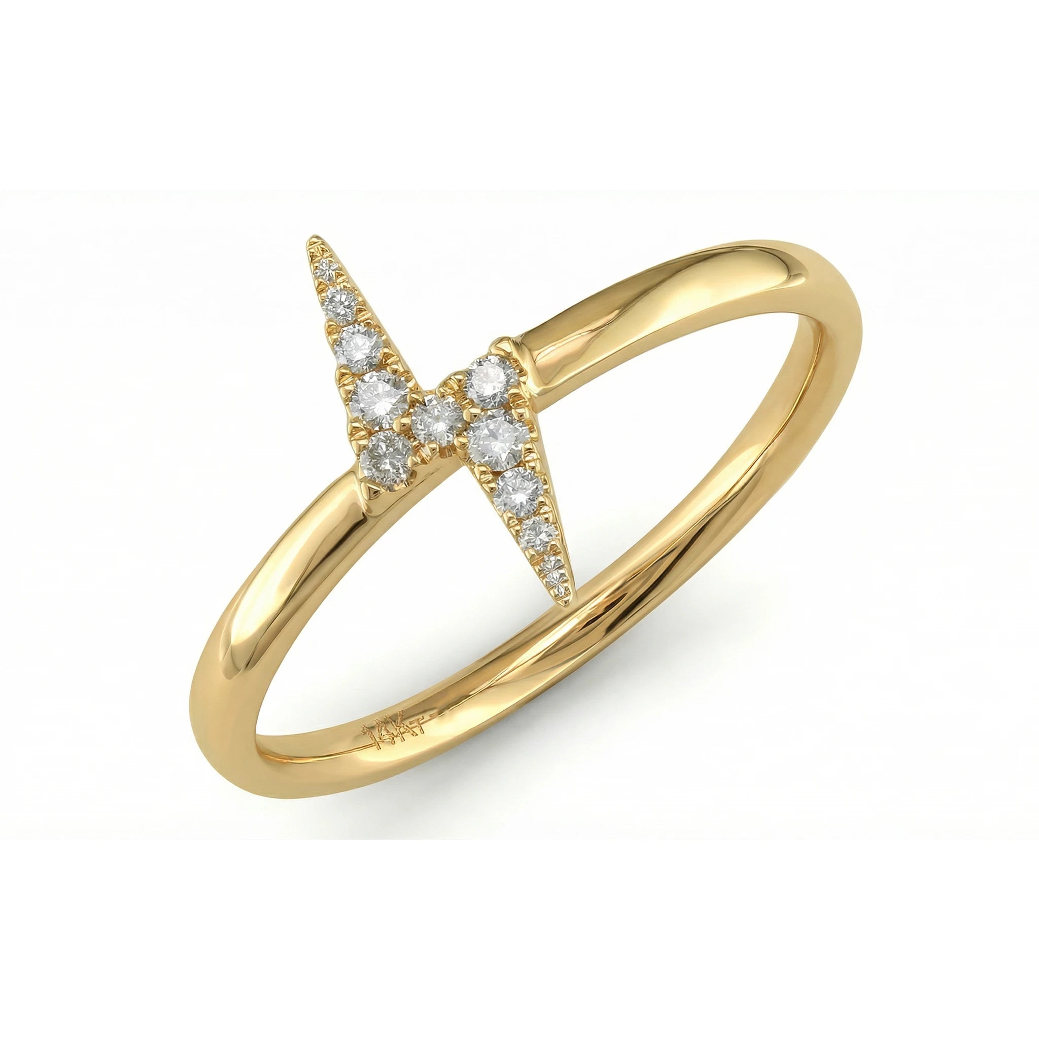 14K Yellow Gold Lightning Diamond Ring