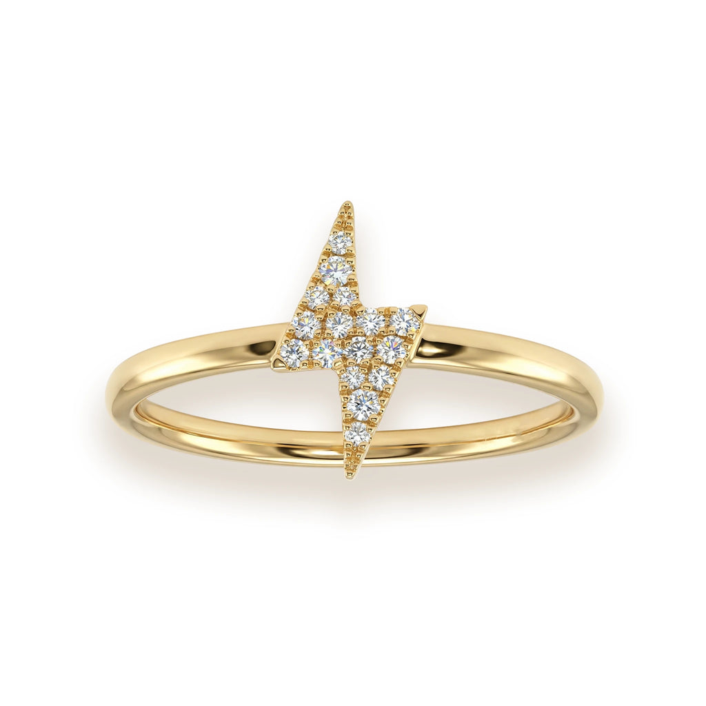 14K Yellow Gold Lightning Diamond Ring
