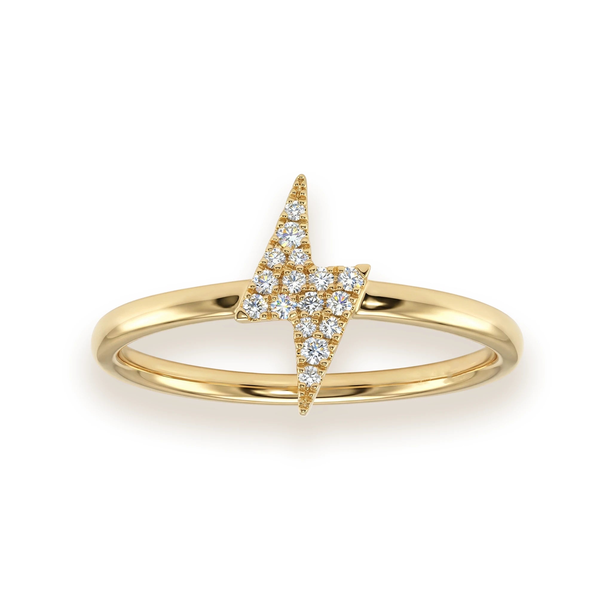 14K Yellow Gold Lightning Diamond Ring