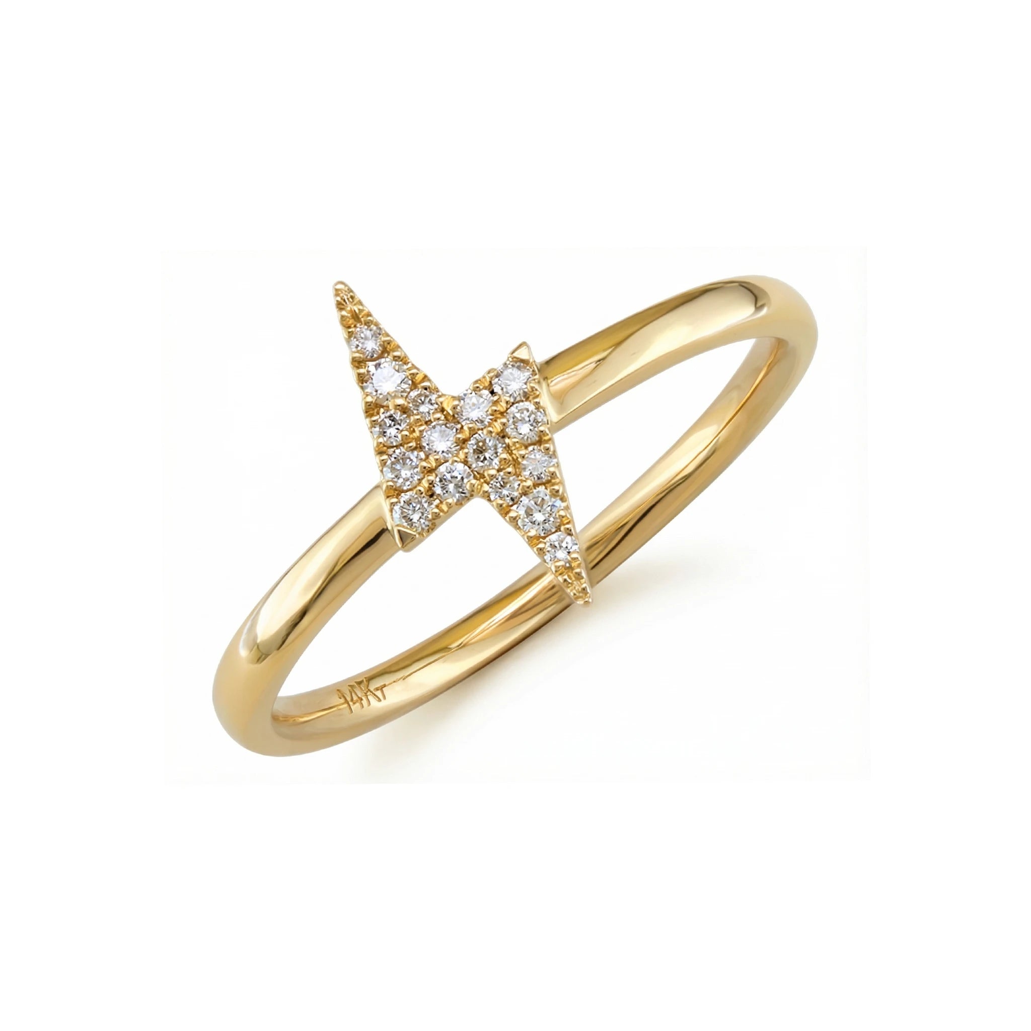 14K Yellow Gold Lightning Diamond Ring