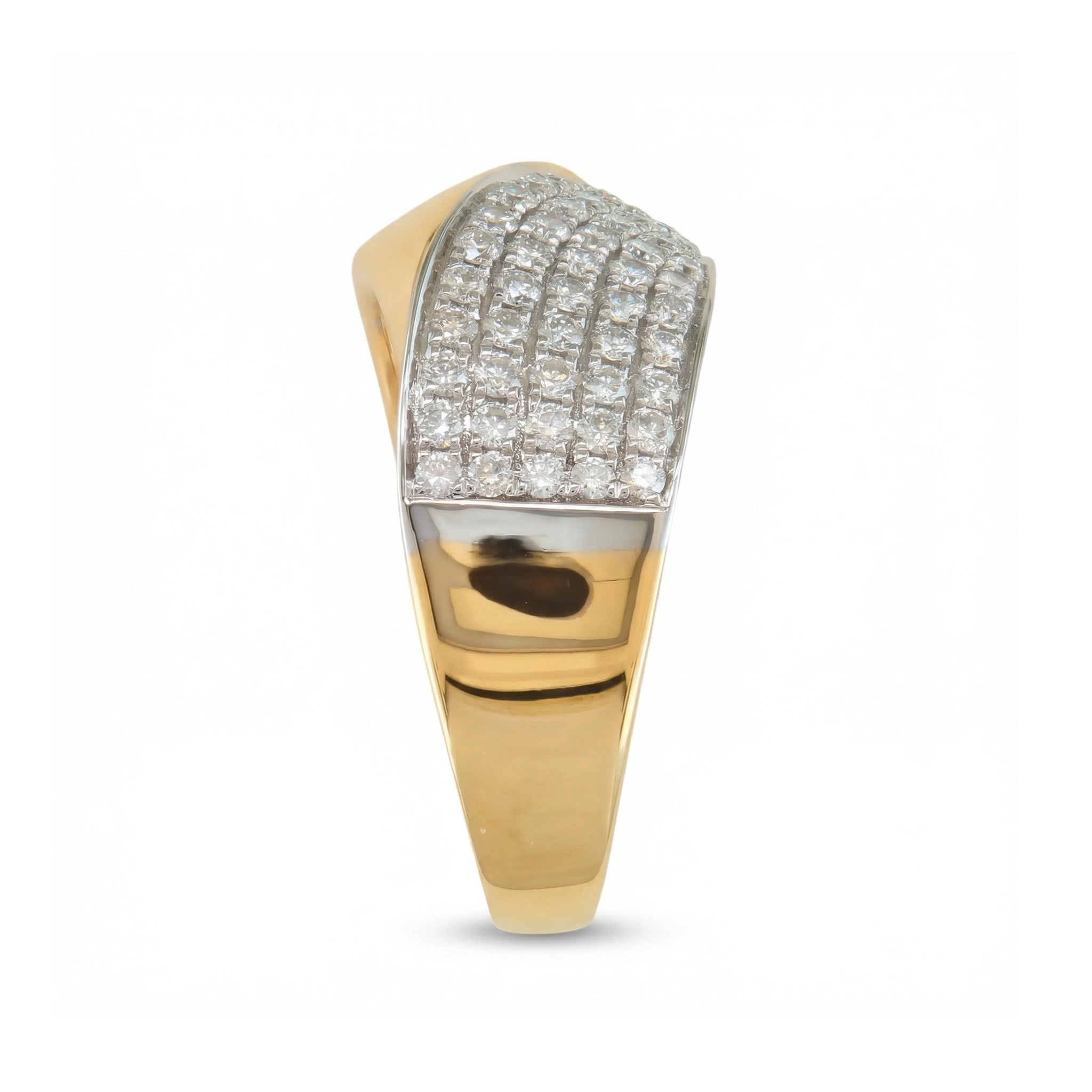 BeBling 14K Two-Tone Gold Diamond Wide Bypass Ring 10mm side view