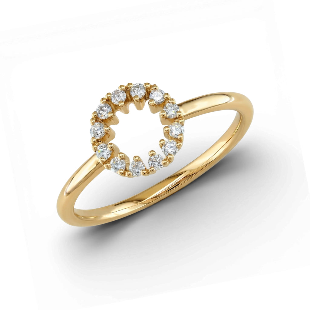 BeBling 14K Yellow Gold Diamond Circle Ring 10mm top view