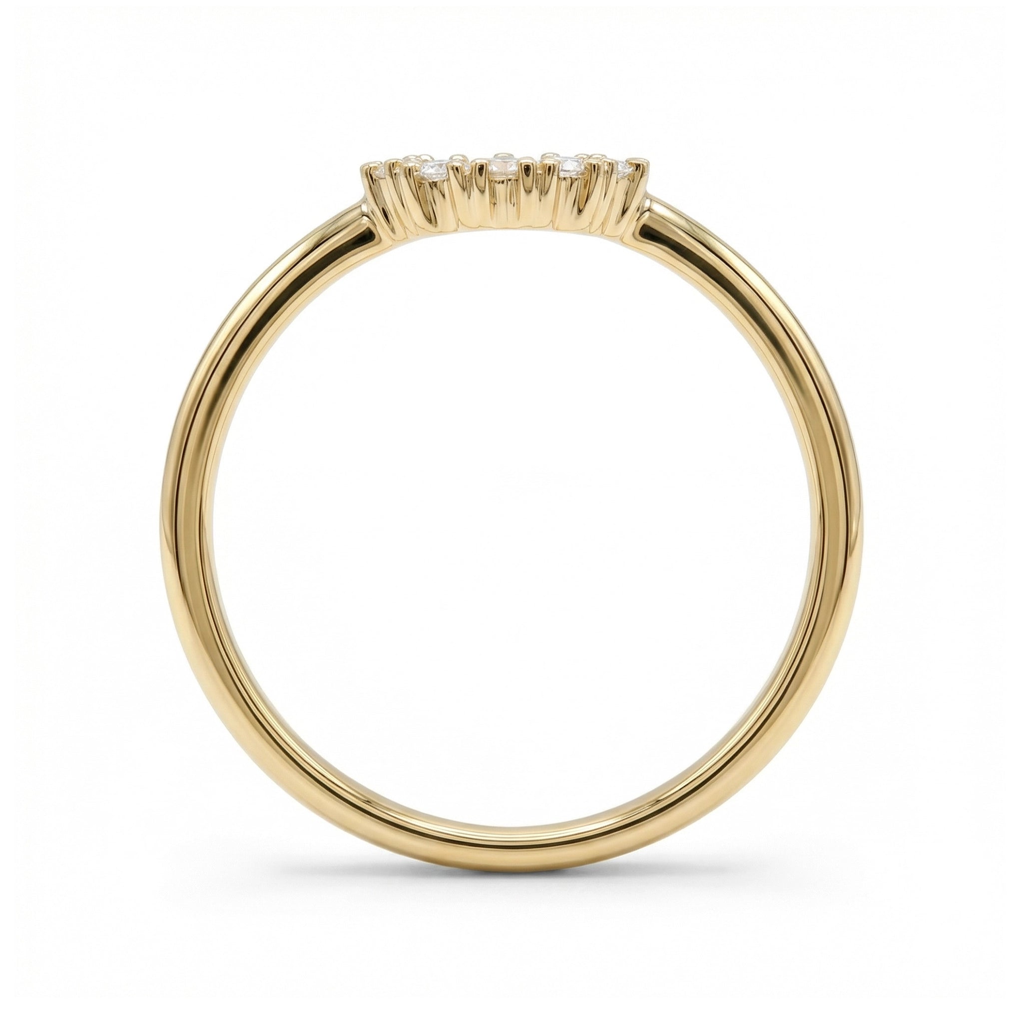 BeBling 14K Yellow Gold Diamond Circle Ring 10mm side view