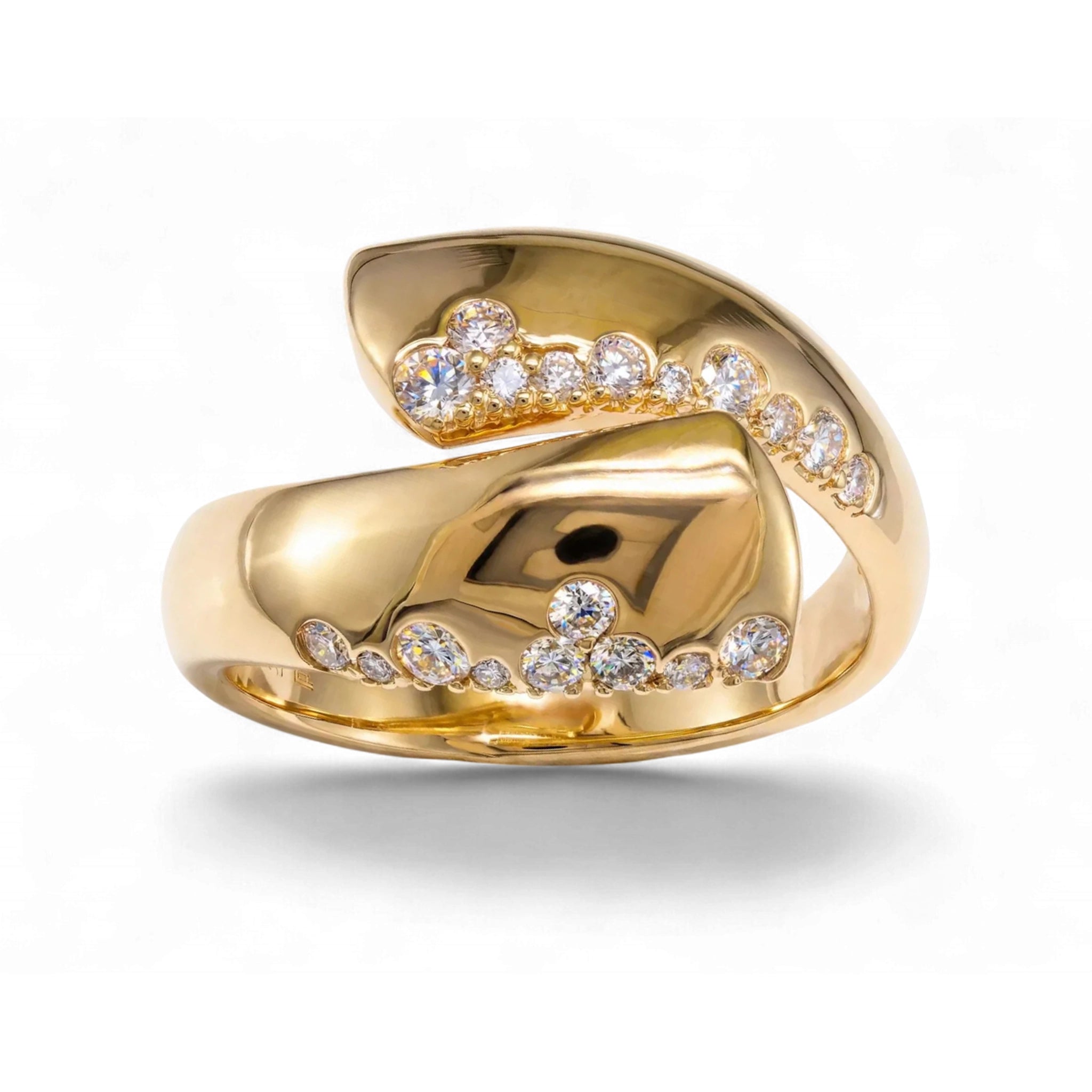 BeBling 14K Yellow Gold Diamond Bypass Ring front view