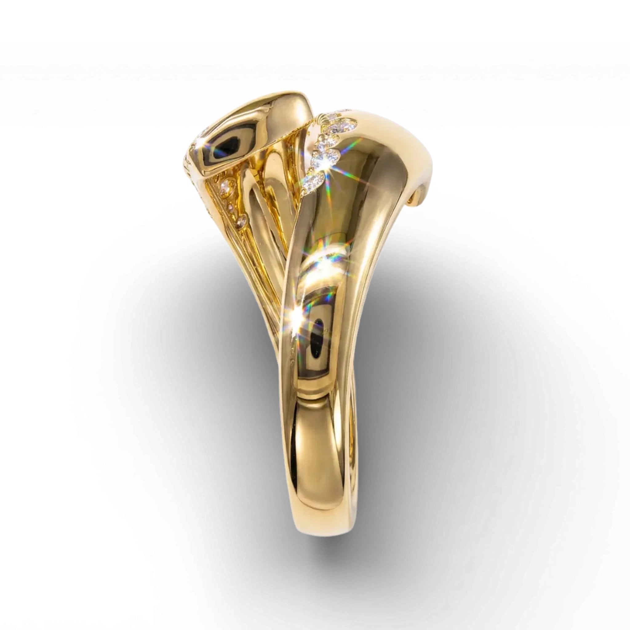 BeBling 14K Yellow Gold Diamond Bypass Ring side view