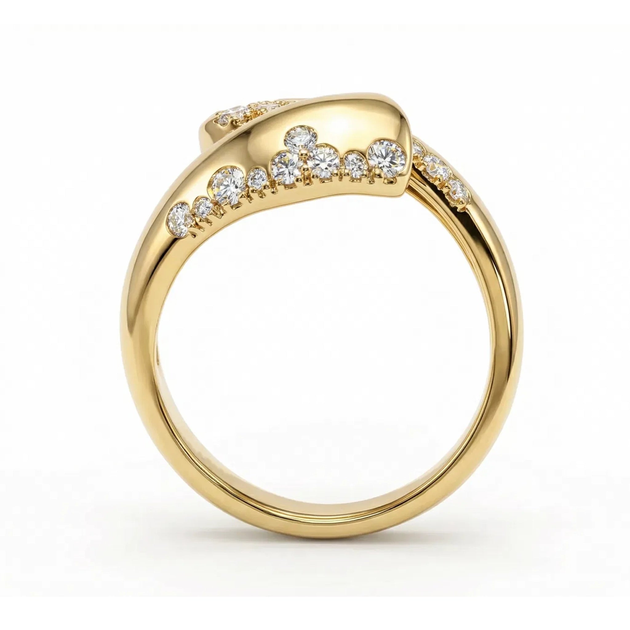 BeBling 14K Yellow Gold Diamond Bypass Ring side view