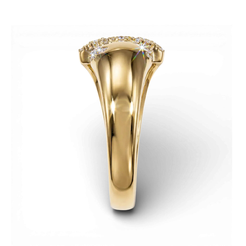 BeBling 14K Yellow Gold Diamond Cluster Bypass Ring detail