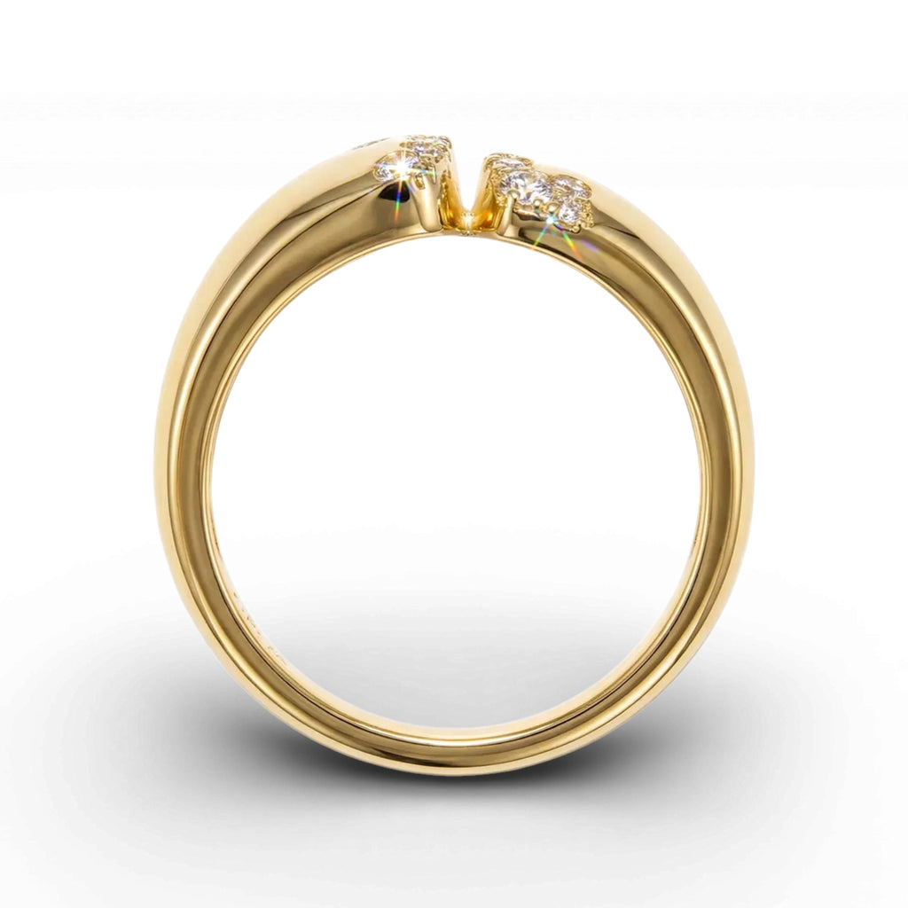 BeBling 14K Yellow Gold Diamond Cluster Bypass Ring detail