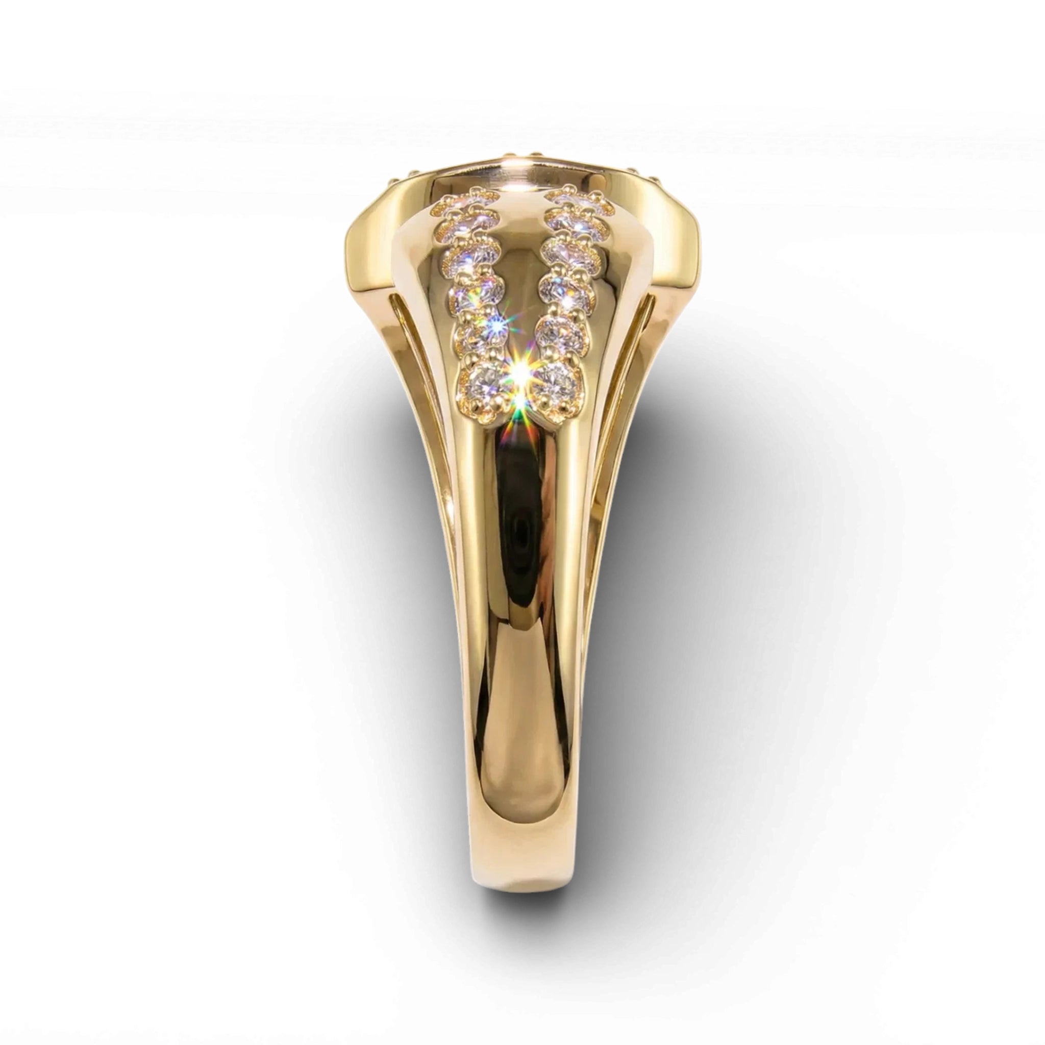 BeBling 14K Yellow Gold Multi Row Diamond Bypass Ring side view