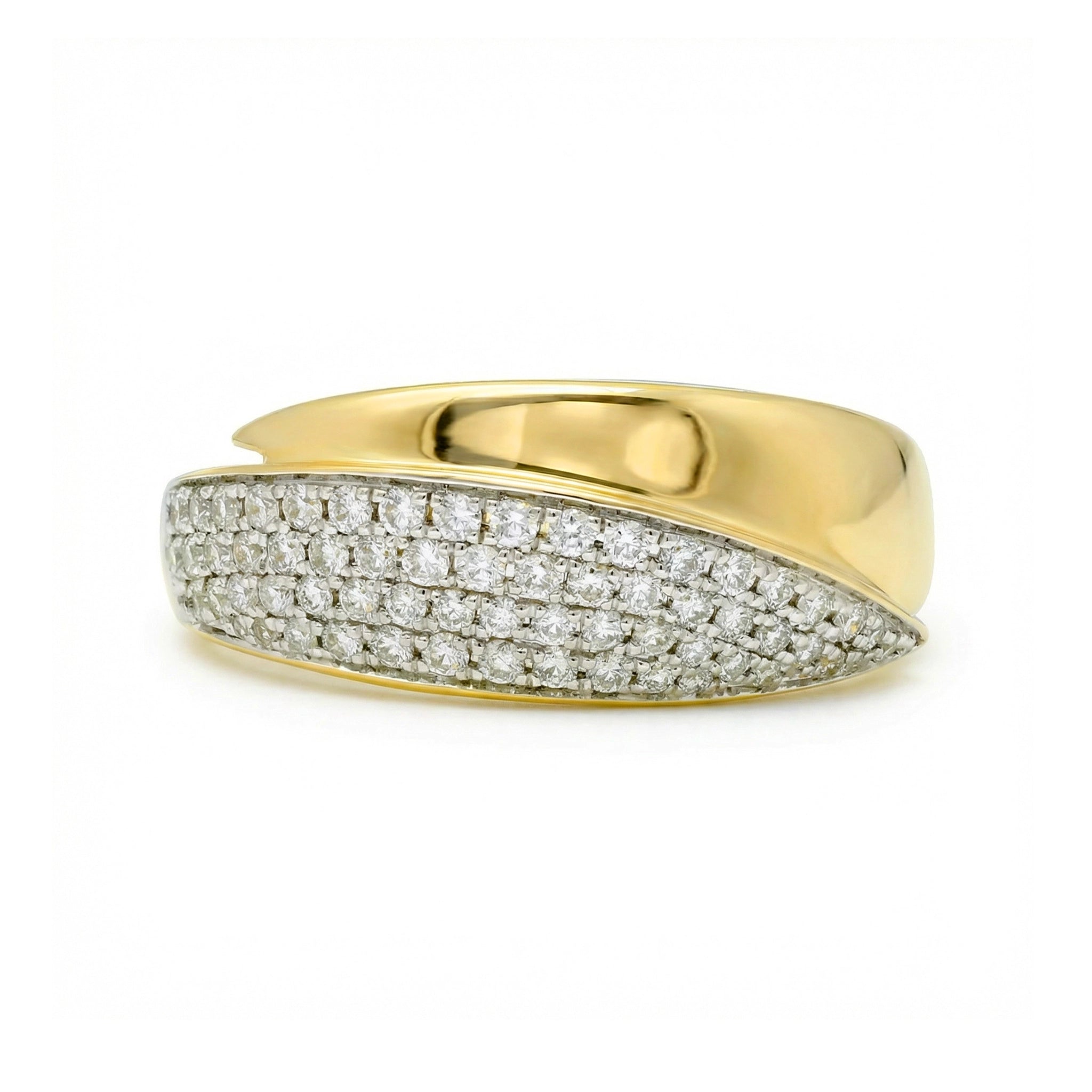 BeBling 14K Two-Tone Gold Diamond Bypass Ring 8mm front view
