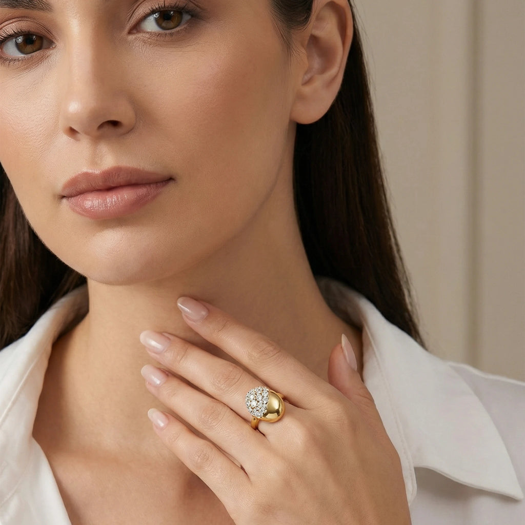 14K Yellow and White Gold Oval Diamond Ring