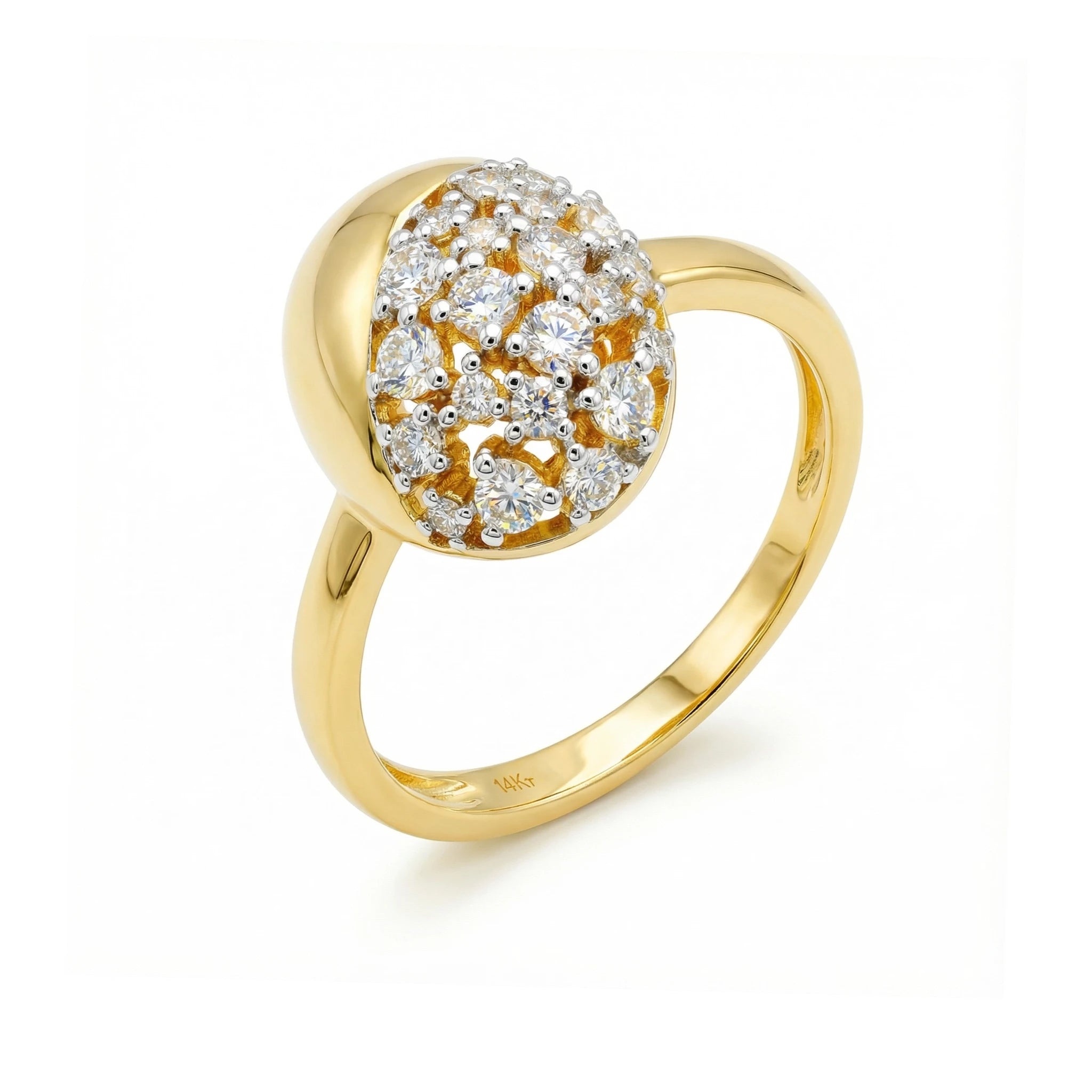 14K Yellow and White Gold Oval Diamond Ring