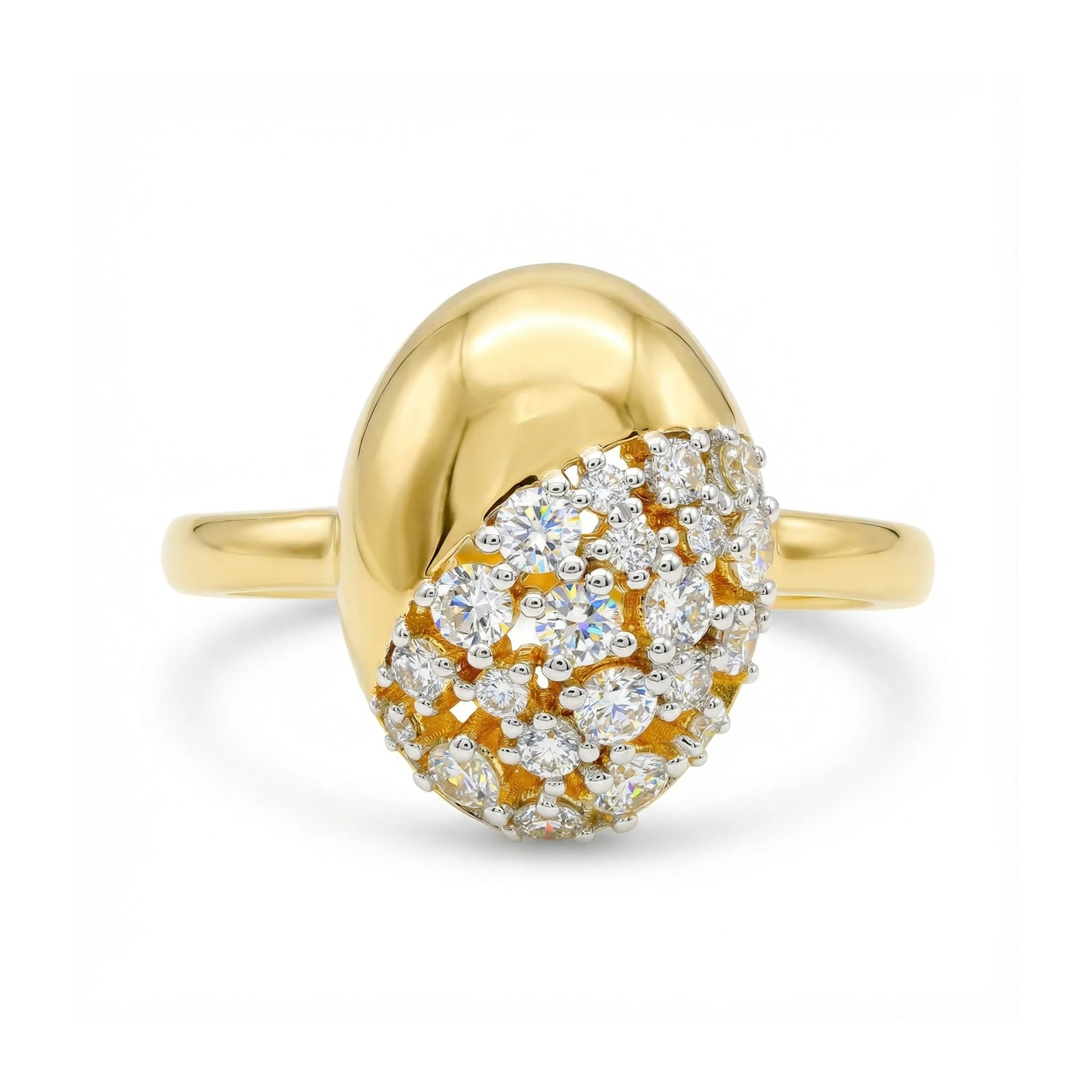 14K Yellow and White Gold Oval Diamond Ring