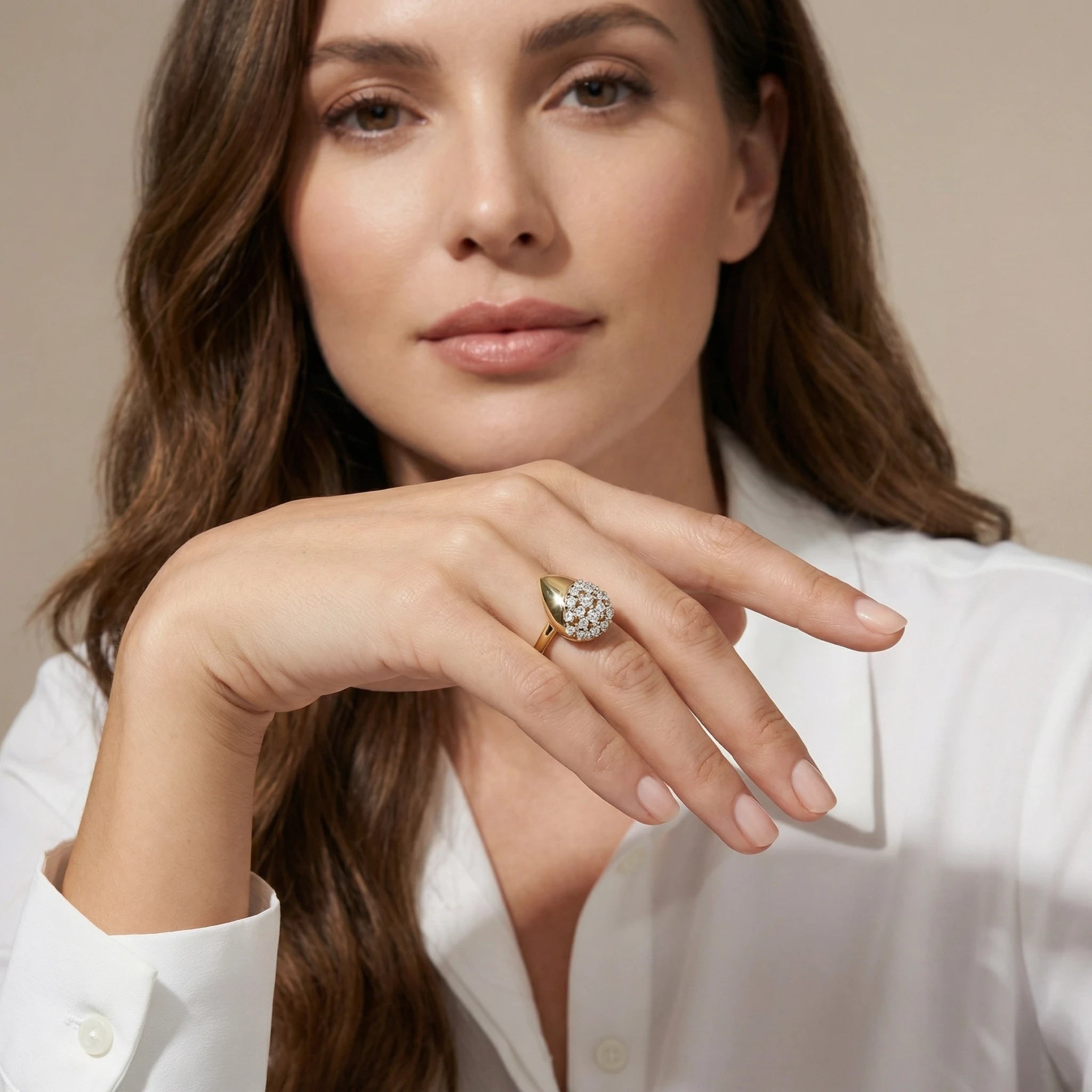 14K Yellow and White Gold Pear-Shaped Diamond Ring