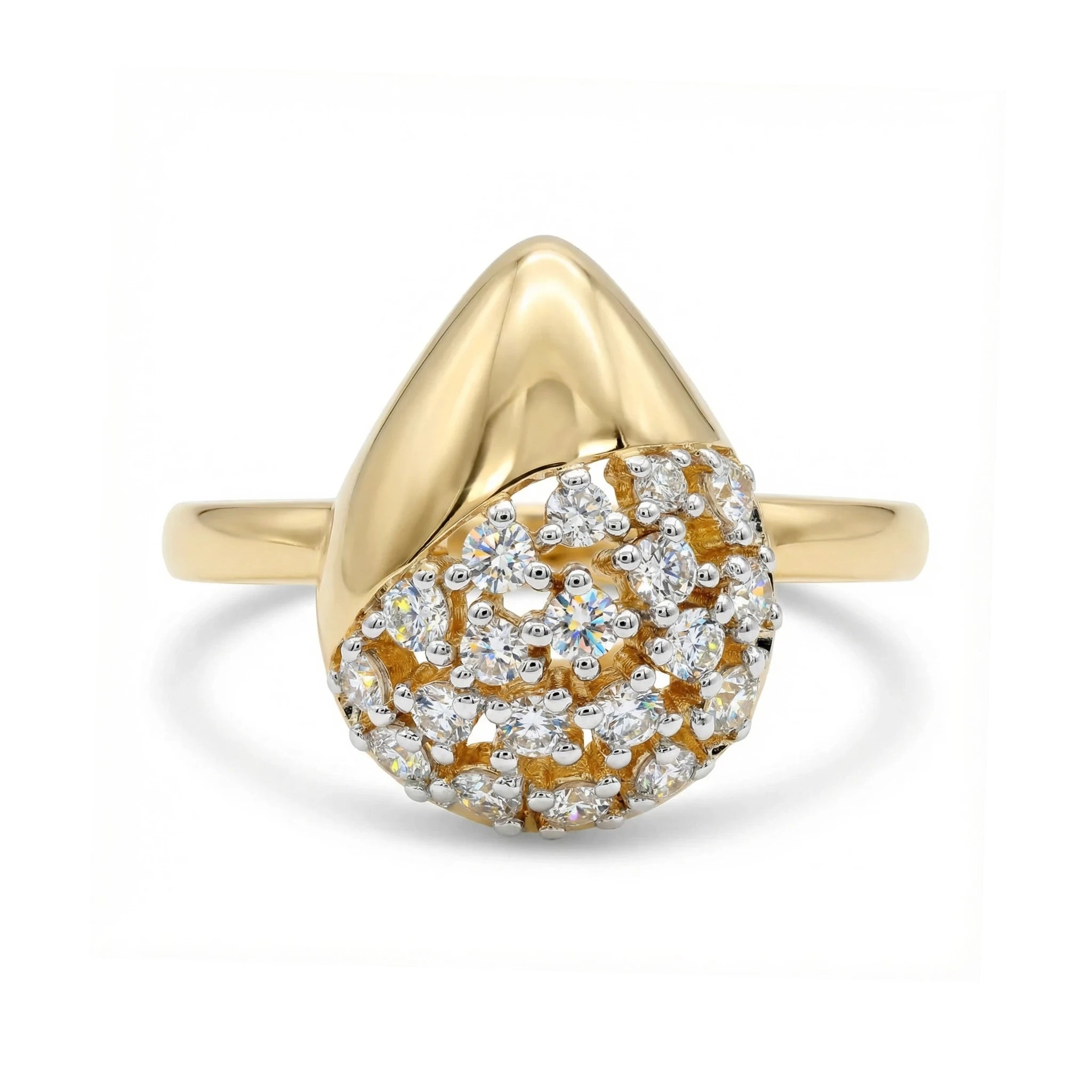14K Yellow and White Gold Pear-Shaped Diamond Ring