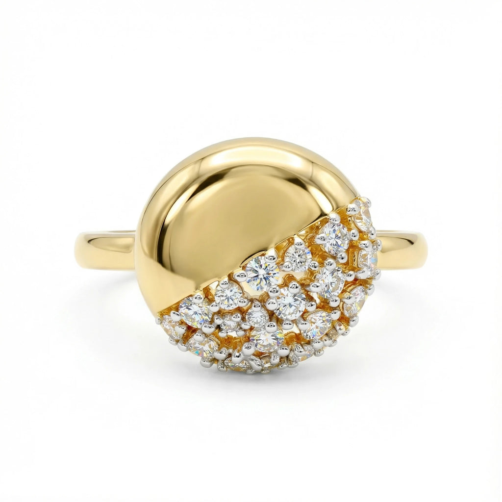 14K Yellow and White Gold Round-Shaped Diamond Ring