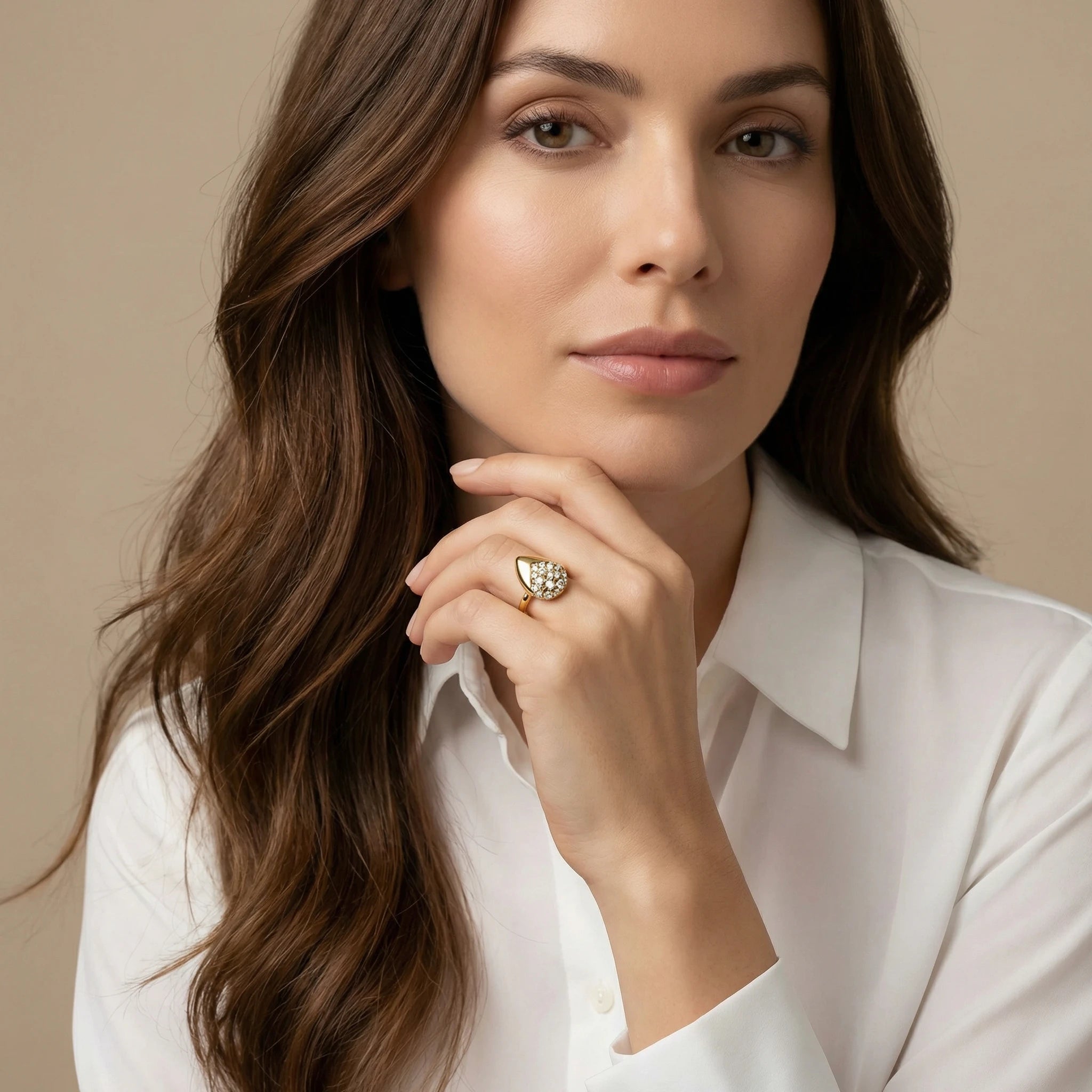 14K Yellow and White Gold Pear-Shaped Diamond Ring