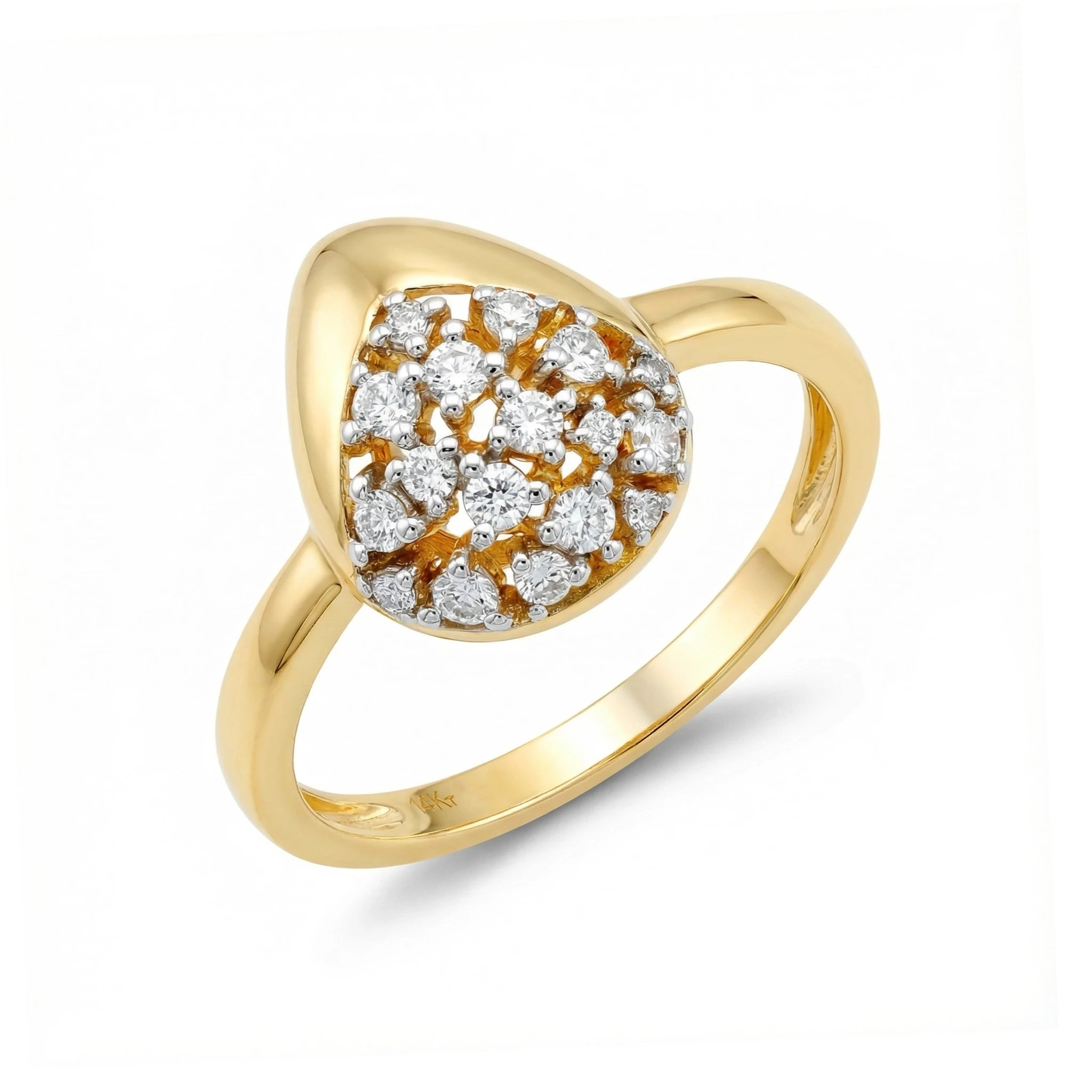 14K Yellow and White Gold Pear-Shaped Diamond Ring