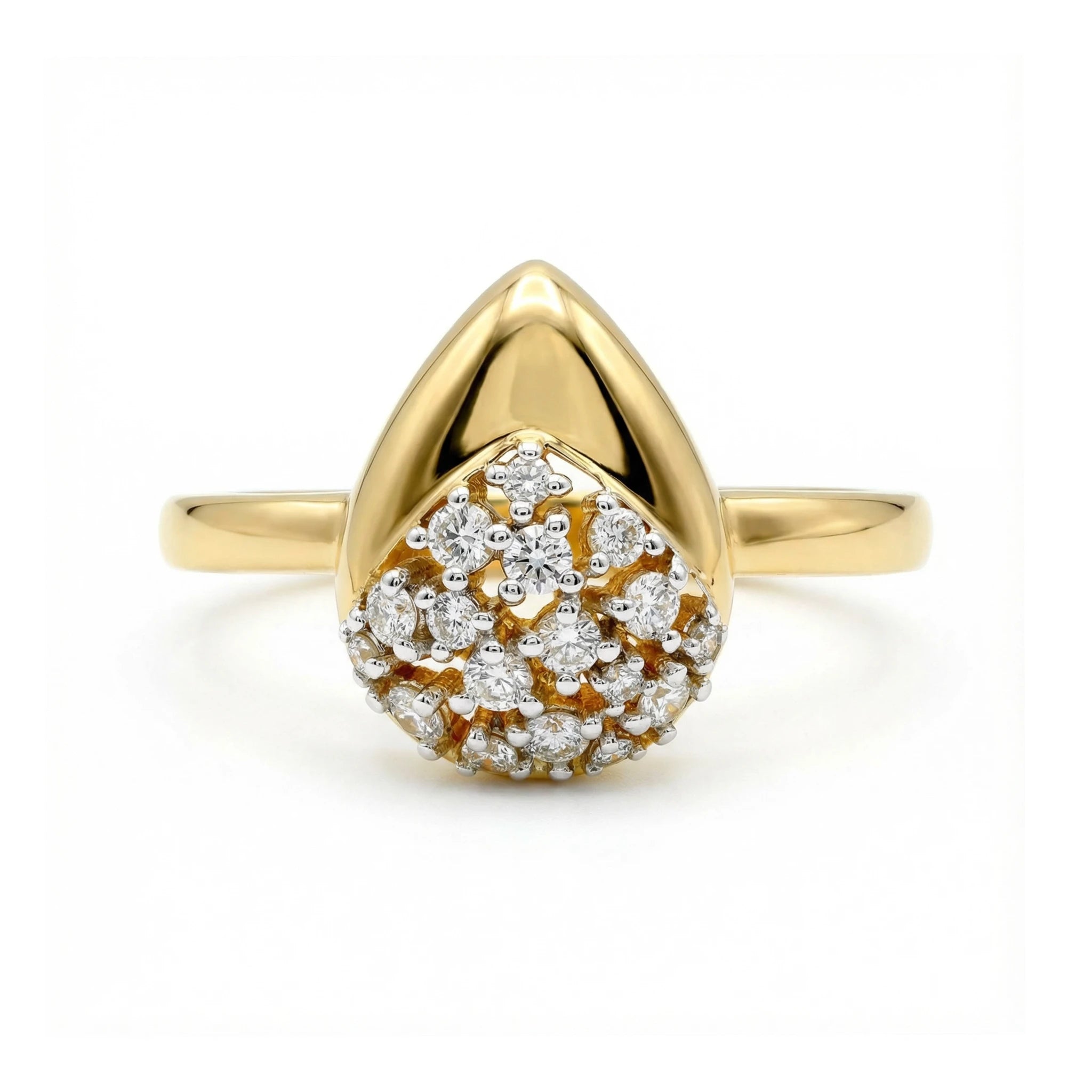 14K Yellow and White Gold Pear-Shaped Diamond Ring