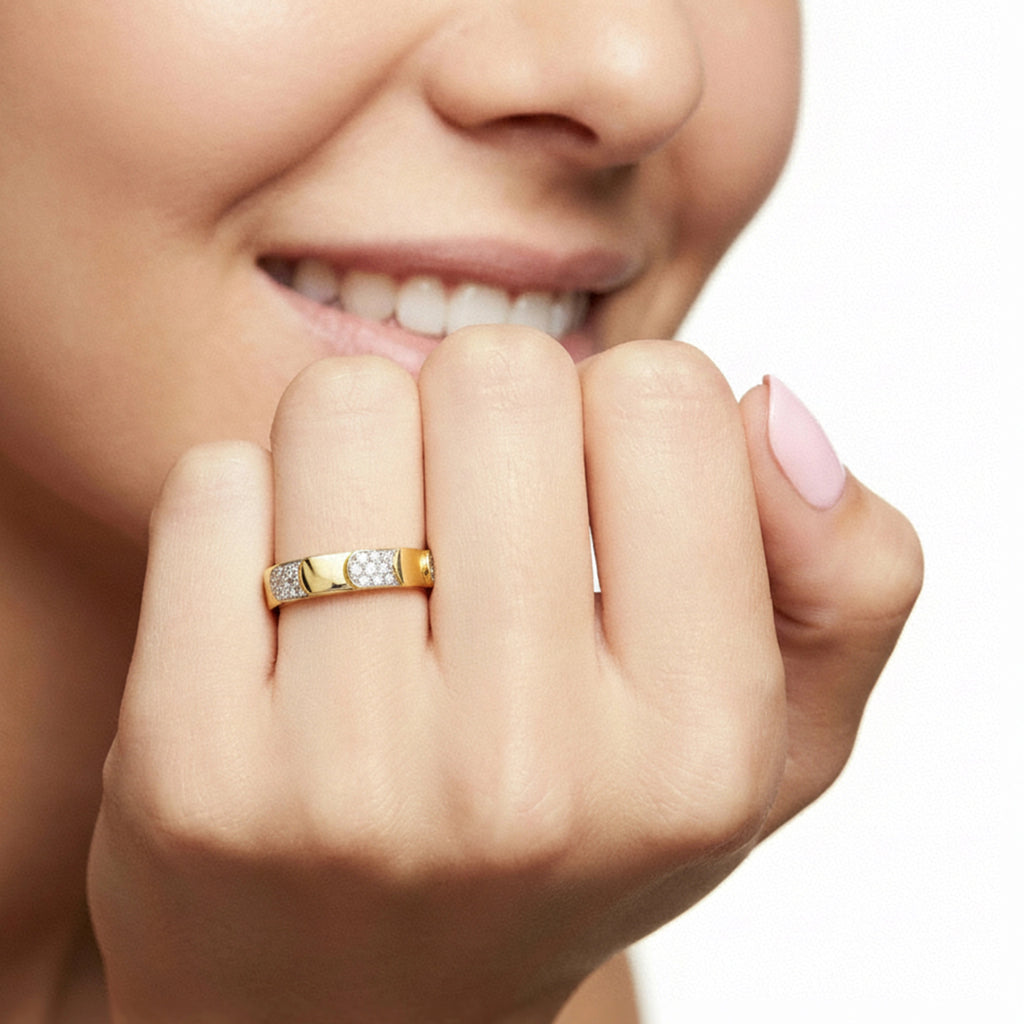 BeBling 14K Two-Tone Gold Diamond Pavé Station Band - ON HAND
