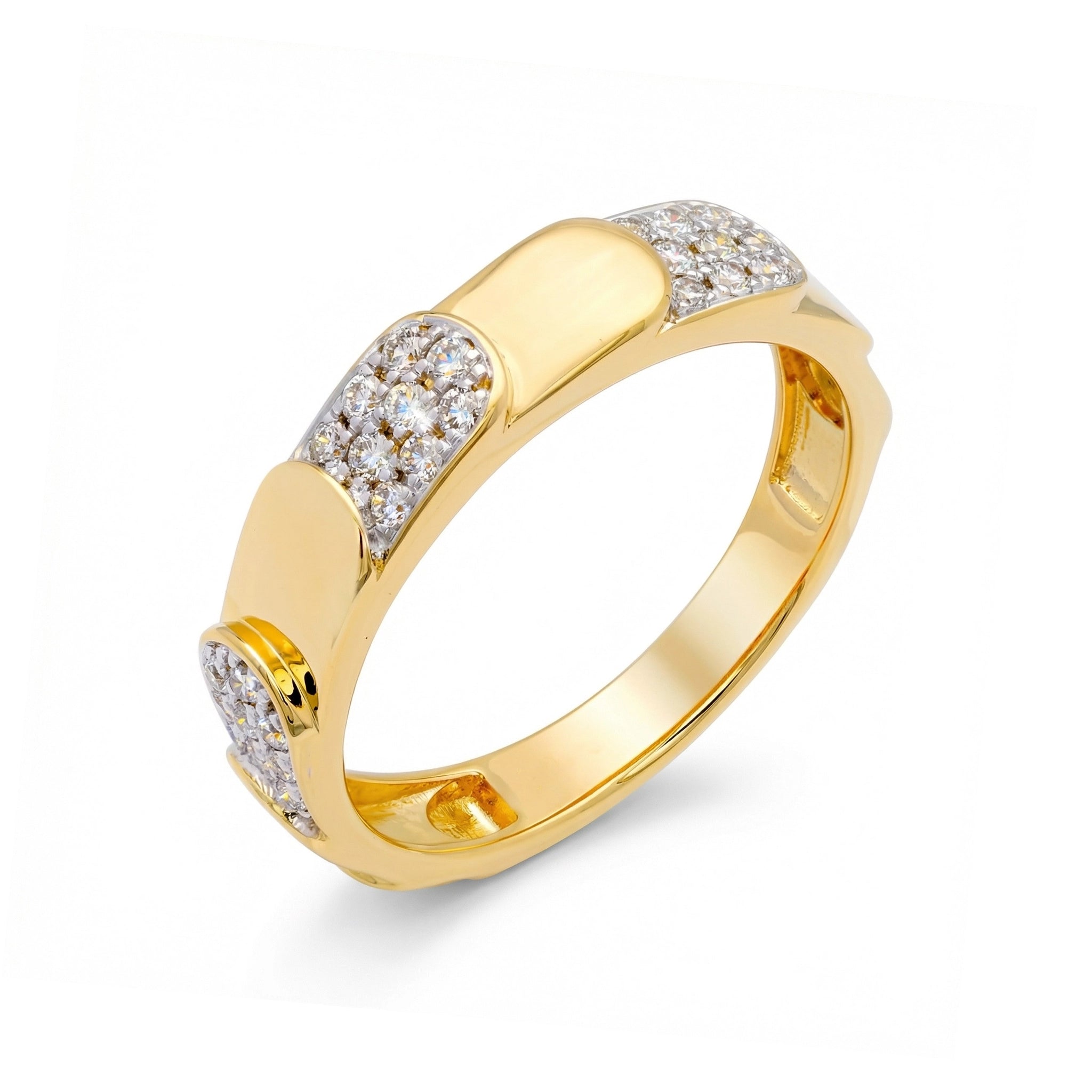 BeBling 14K Two-Tone Gold Diamond Pavé Station Band - Side View