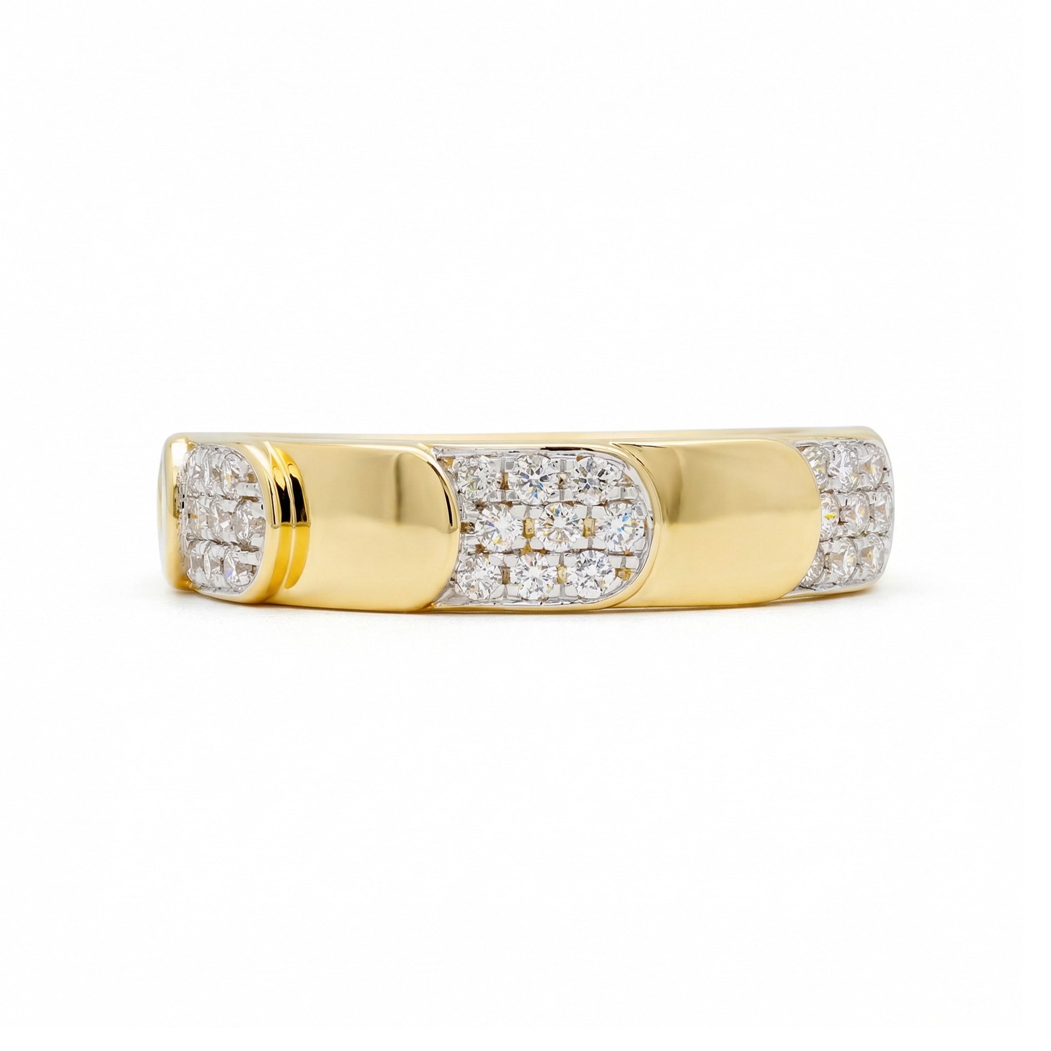 BeBling 14K Two-Tone Gold Diamond Pavé Station Band - Front View