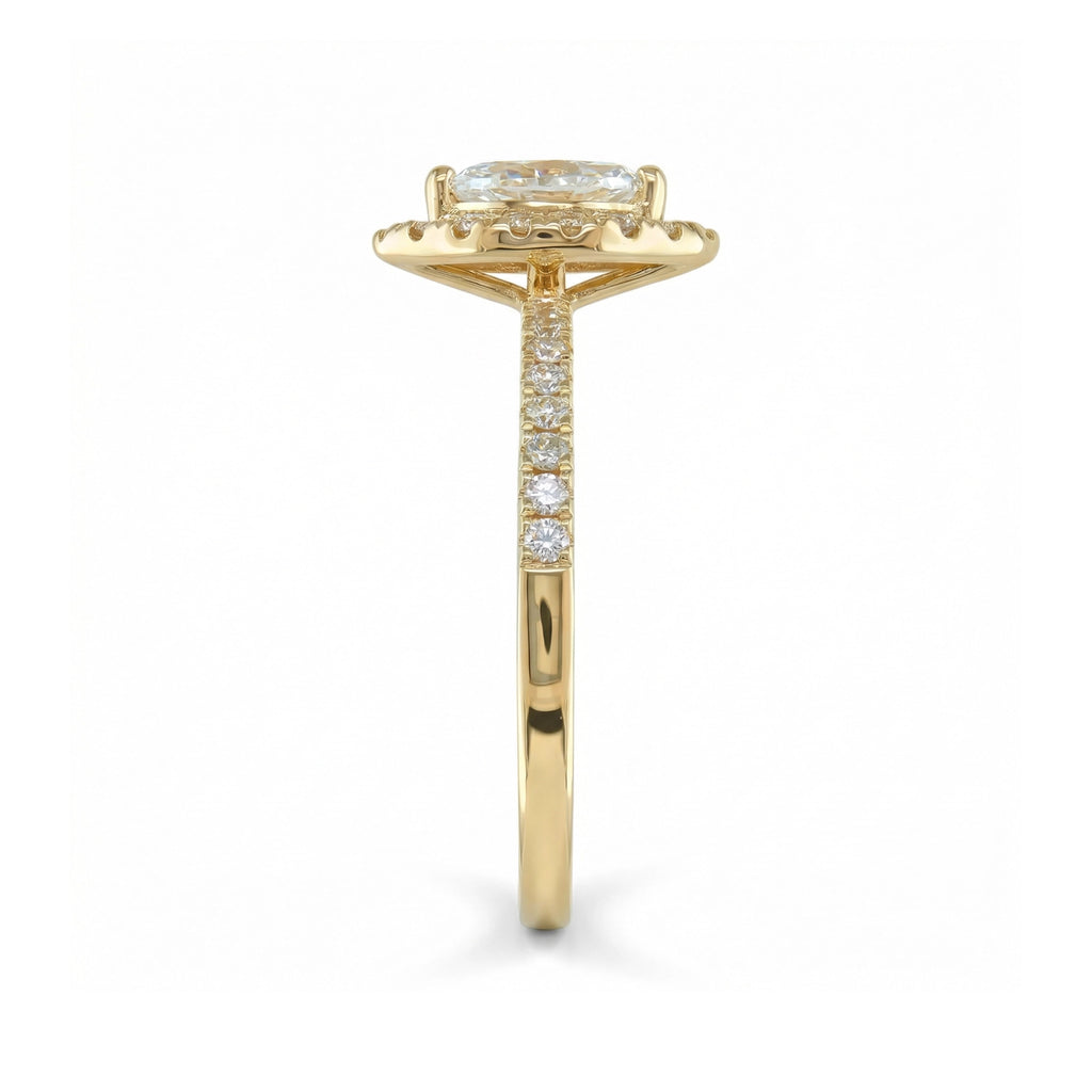 BeBling 14K Yellow Gold Marquise Diamond Halo Ring