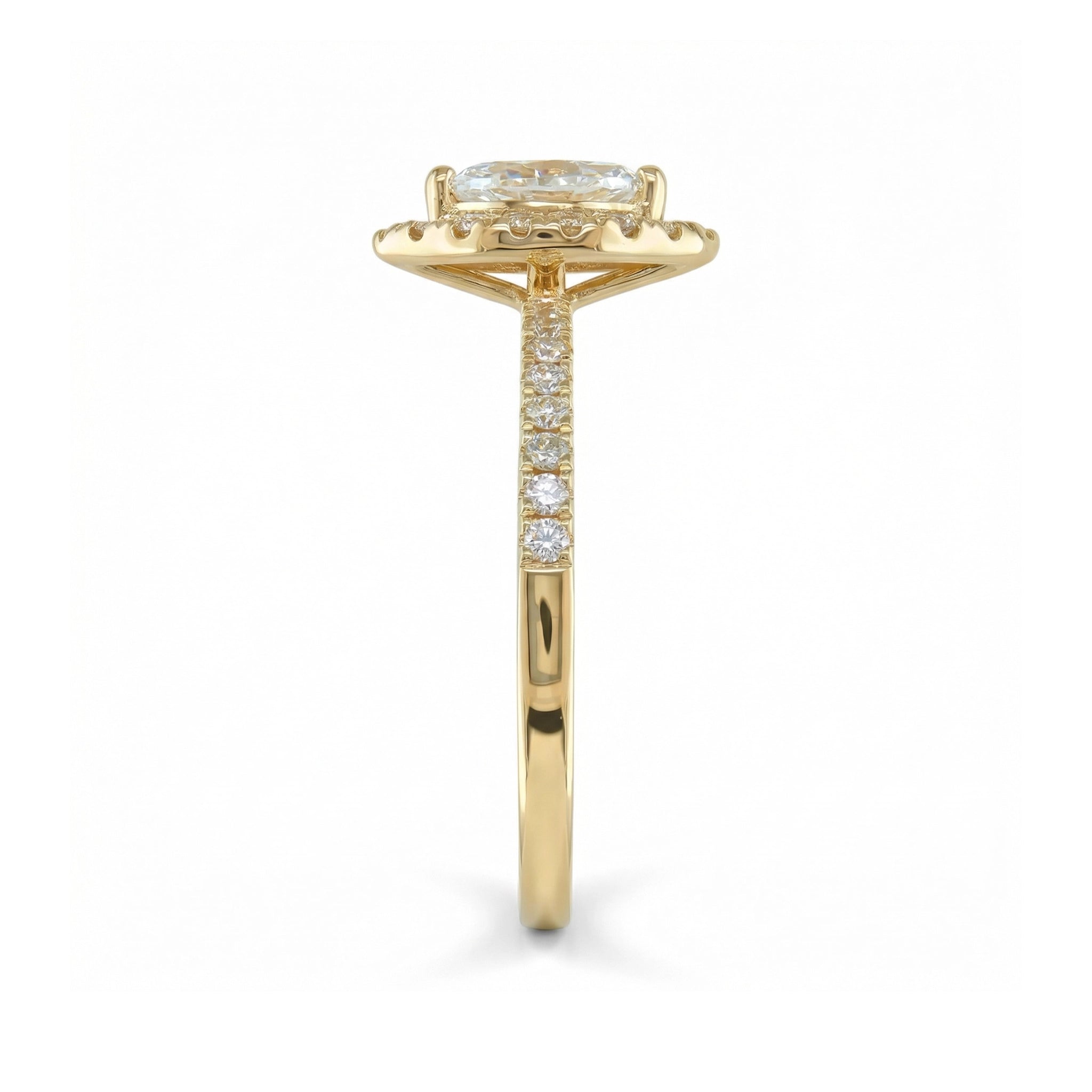 BeBling 14K Yellow Gold Marquise Diamond Halo Ring