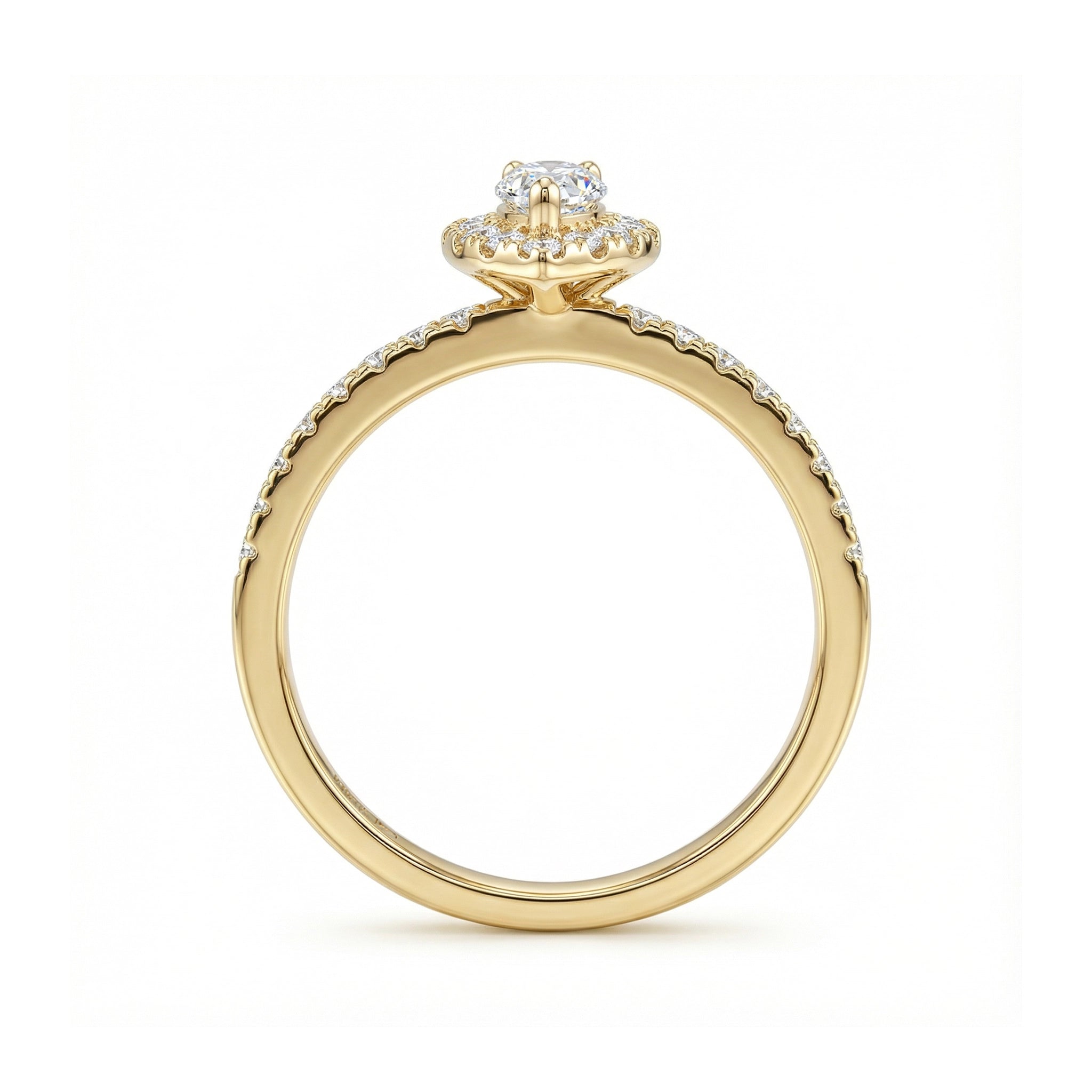 BeBling 14K Yellow Gold Marquise Diamond Halo Ring