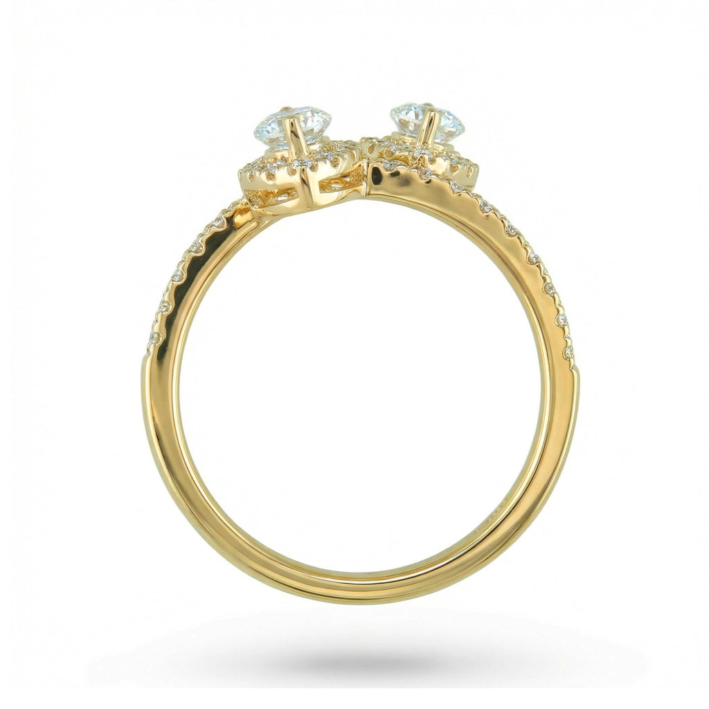 BeBling 14K Yellow Gold Double Marquise Diamond Ring detail