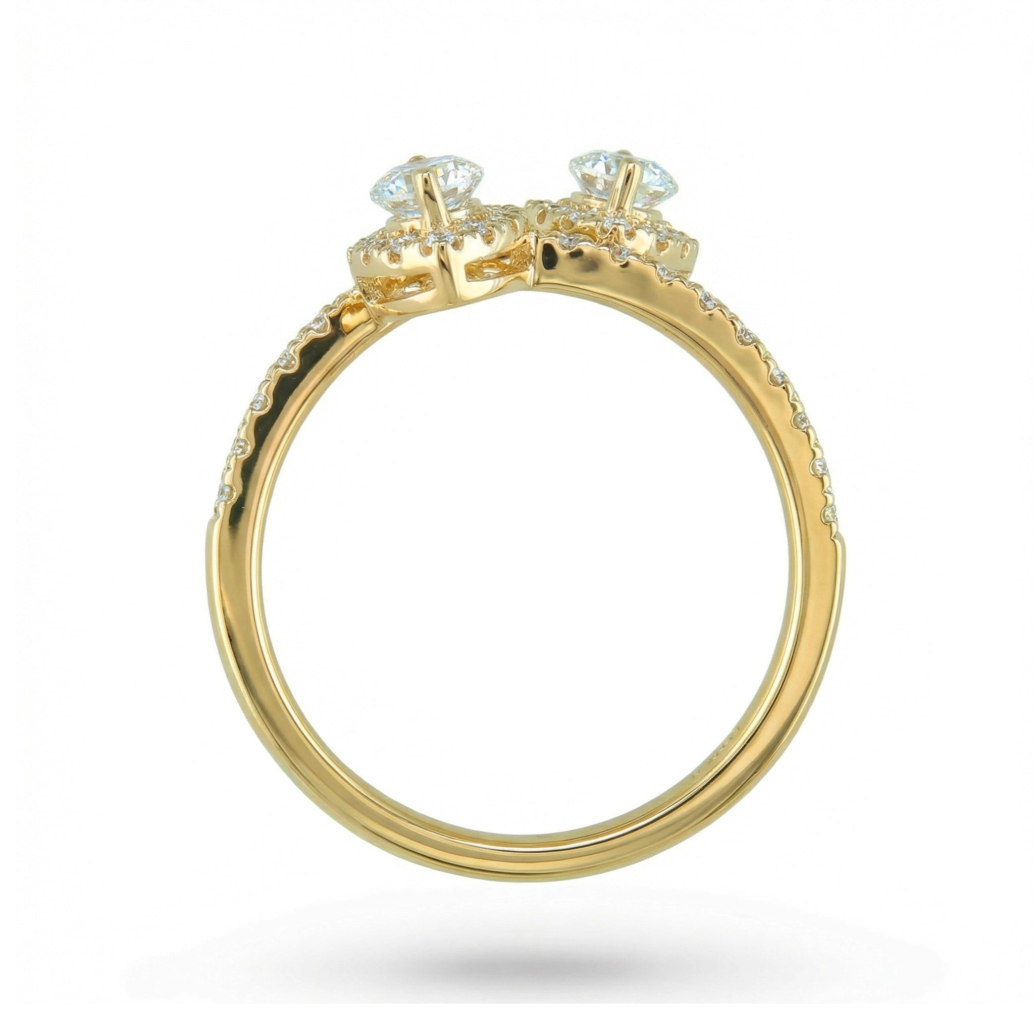 BeBling 14K Yellow Gold Double Marquise Diamond Ring detail
