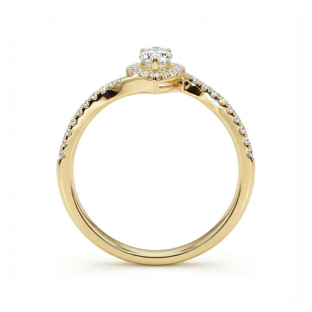 BeBling 14K Yellow Gold Marquise Diamond Twist Engagement Ring