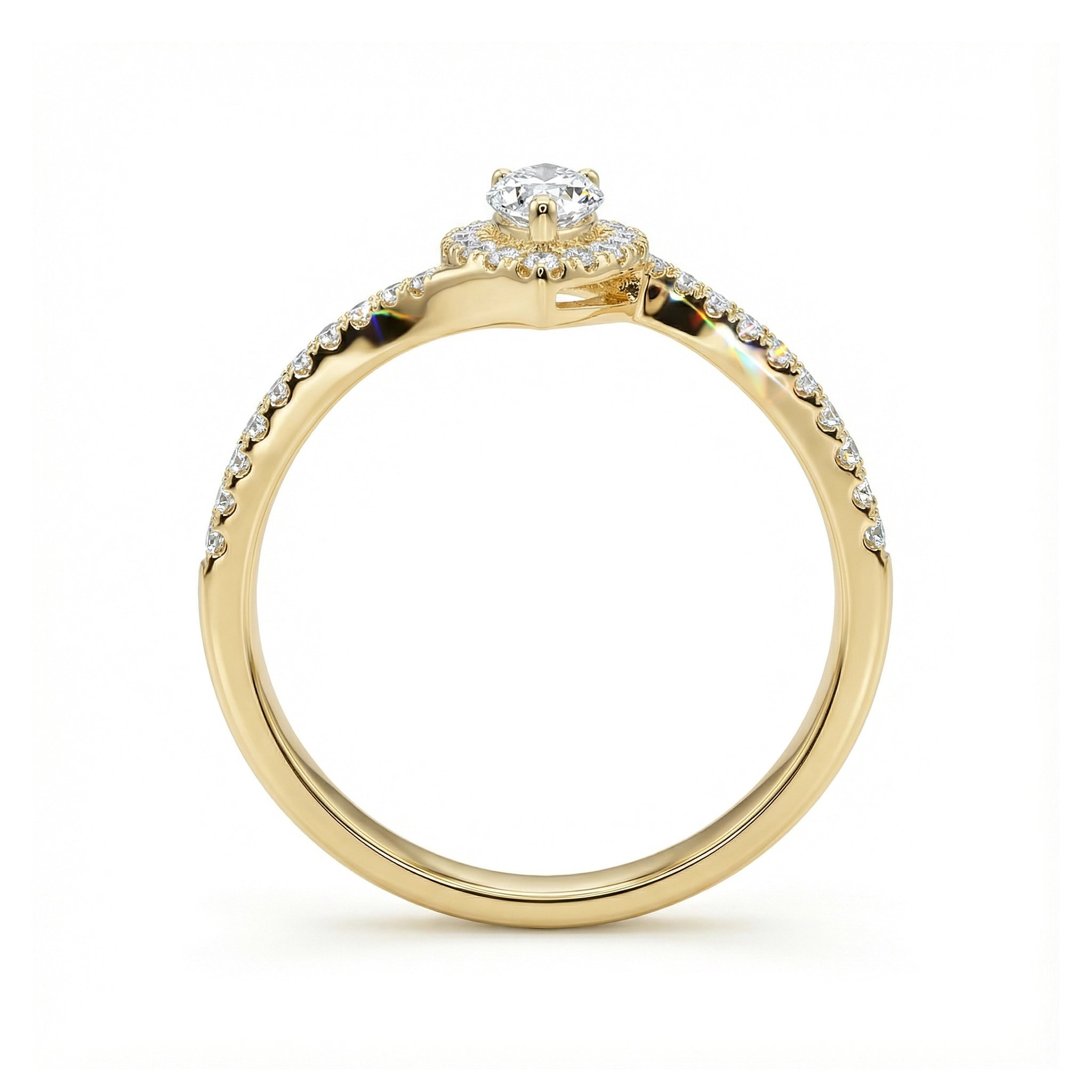 BeBling 14K Yellow Gold Marquise Diamond Twist Engagement Ring
