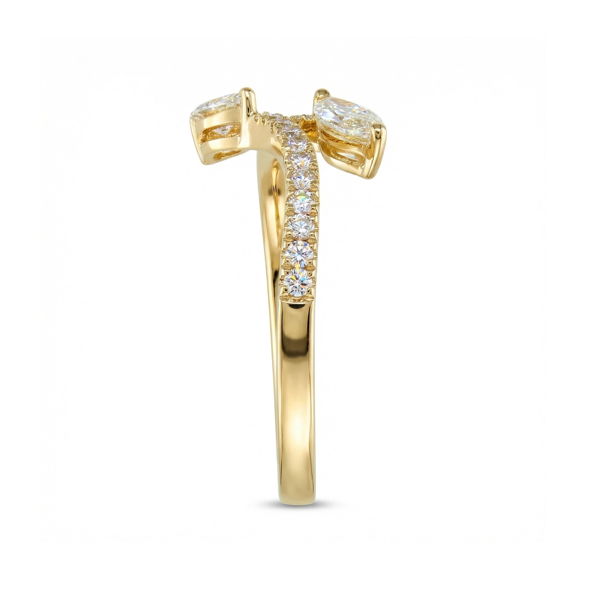 BeBling 14K Yellow Gold Marquise Bypass Ring - Side View