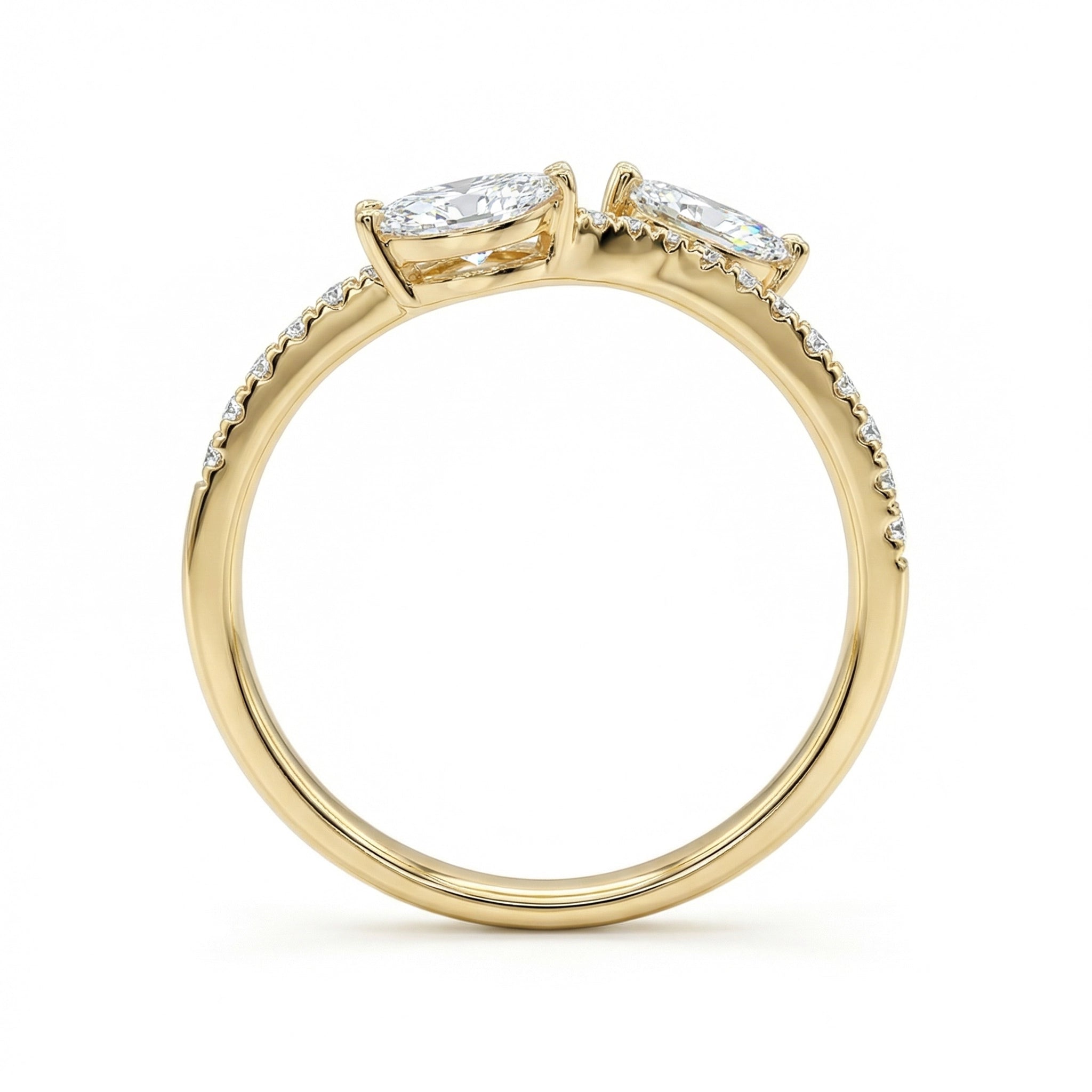 BeBling 14K Yellow Gold Marquise Bypass Ring - SideView