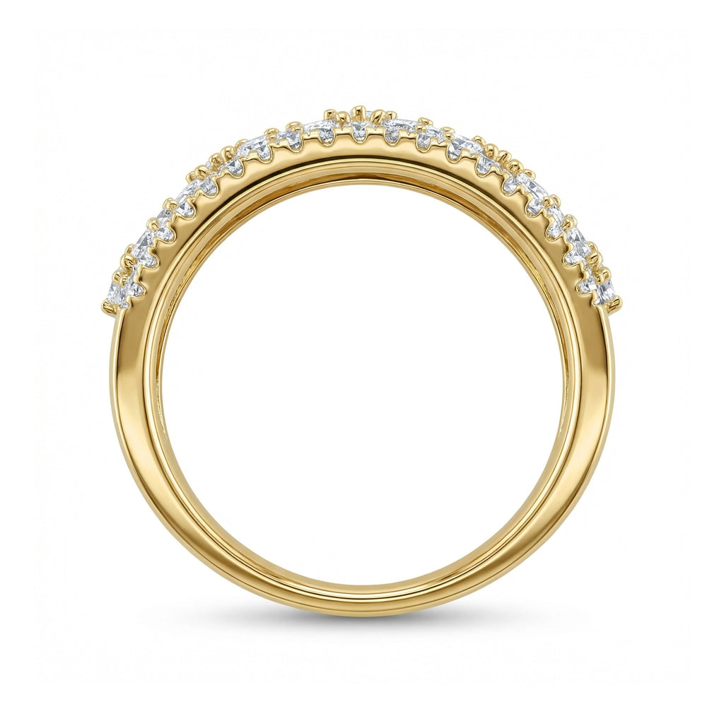 14K Yellow Gold Multi-Row Diamond Band - Side View