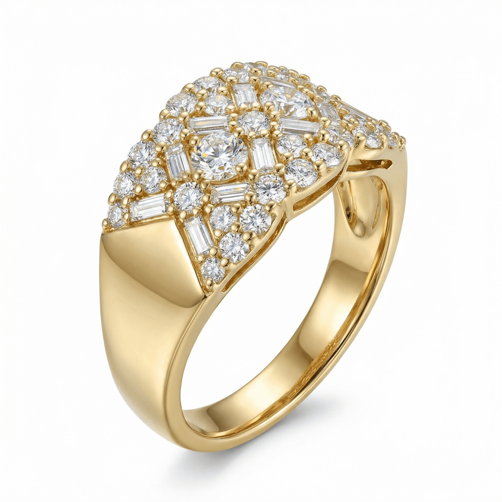 14K Yellow Gold Baguette Diamond Anniversary Band - Band Wide Side View